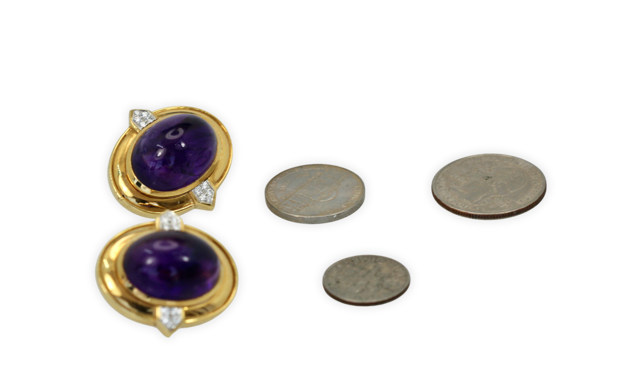 David Webb Amethyst Cabochon Earrings 18K - Detail View 3 | Cris Notti Jewels