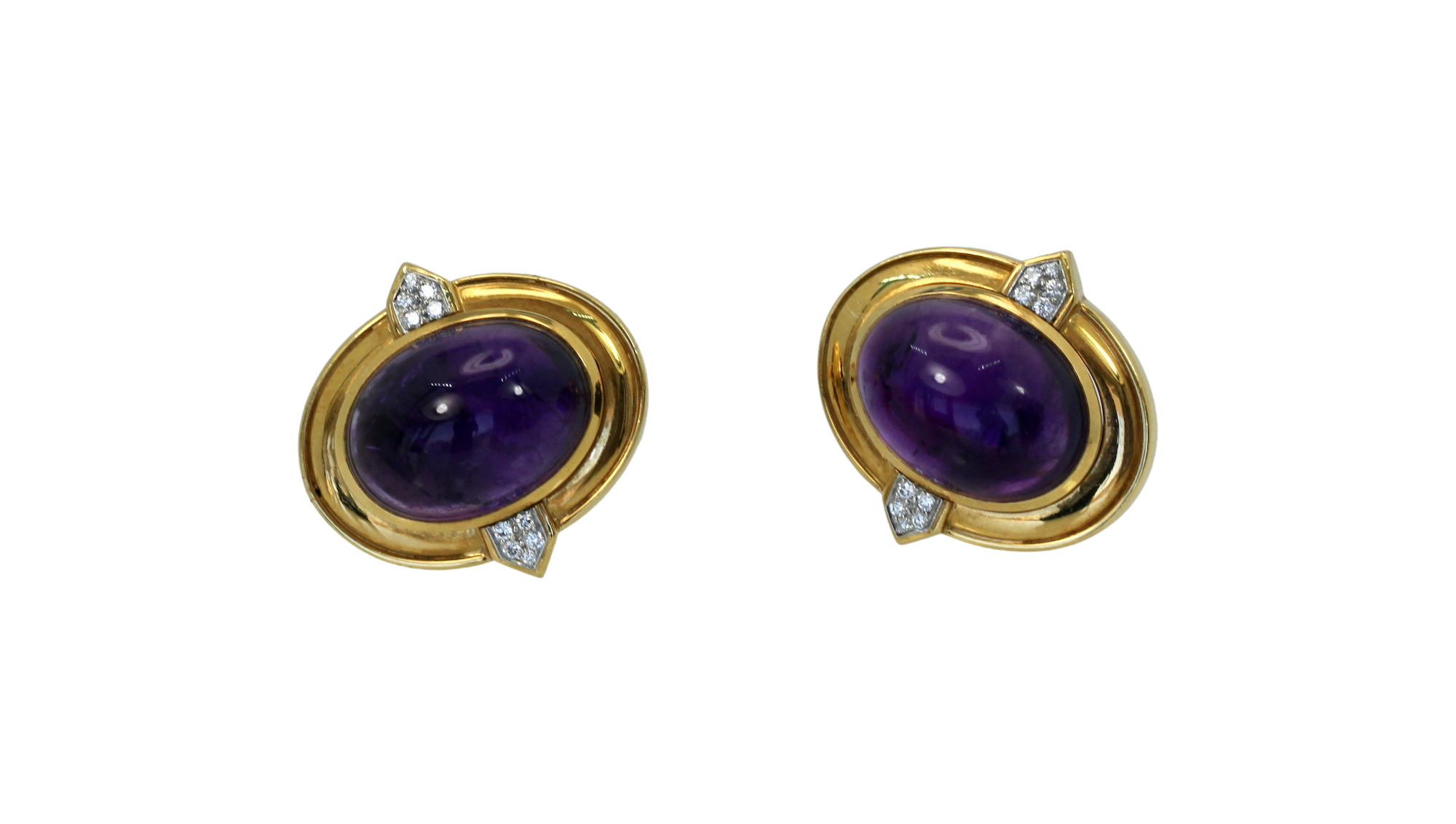 David Webb Amethyst Cabochon Earrings 18K - Detail View 4 | Cris Notti Jewels