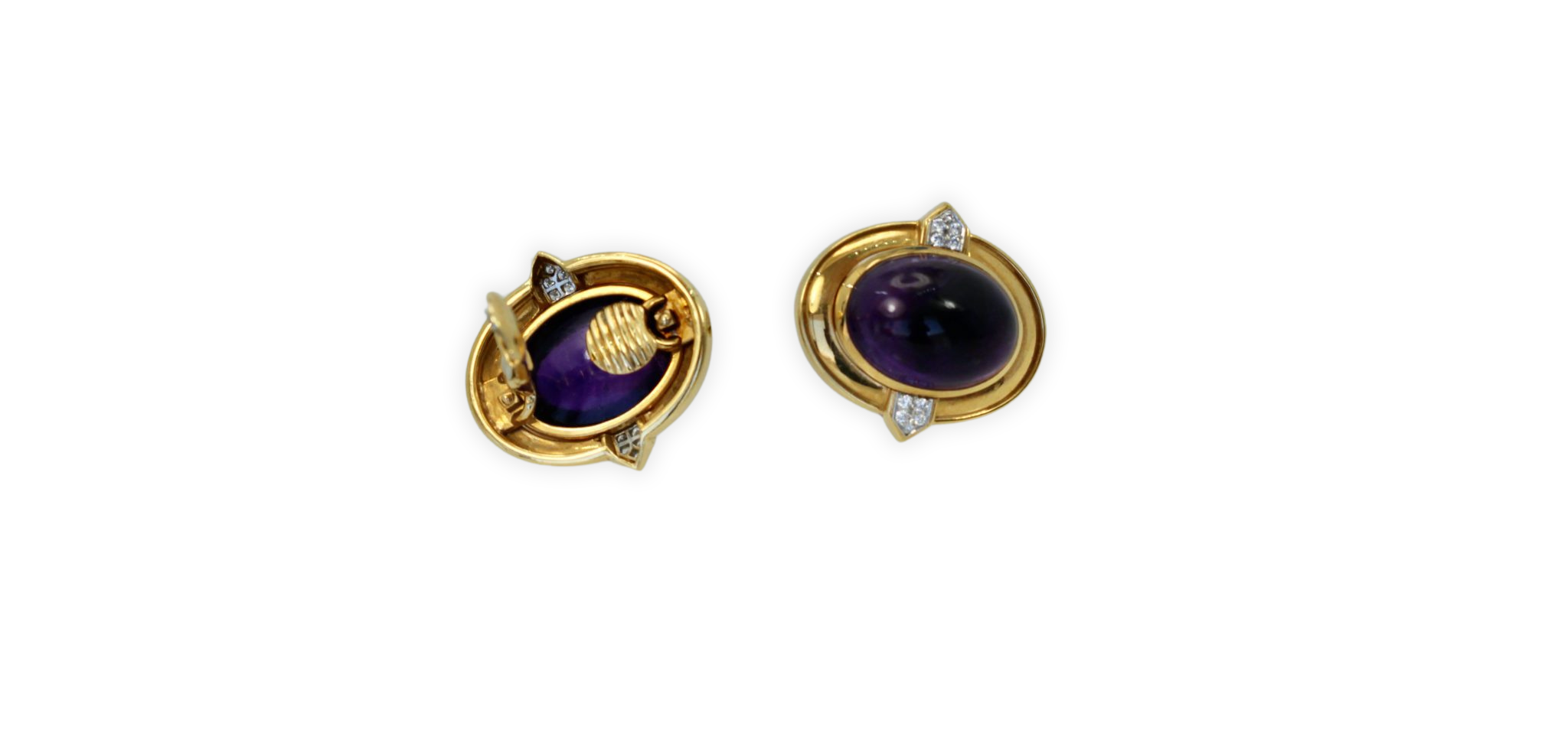 David Webb Amethyst Cabochon Earrings 18K - Detail View 6 | Cris Notti Jewels