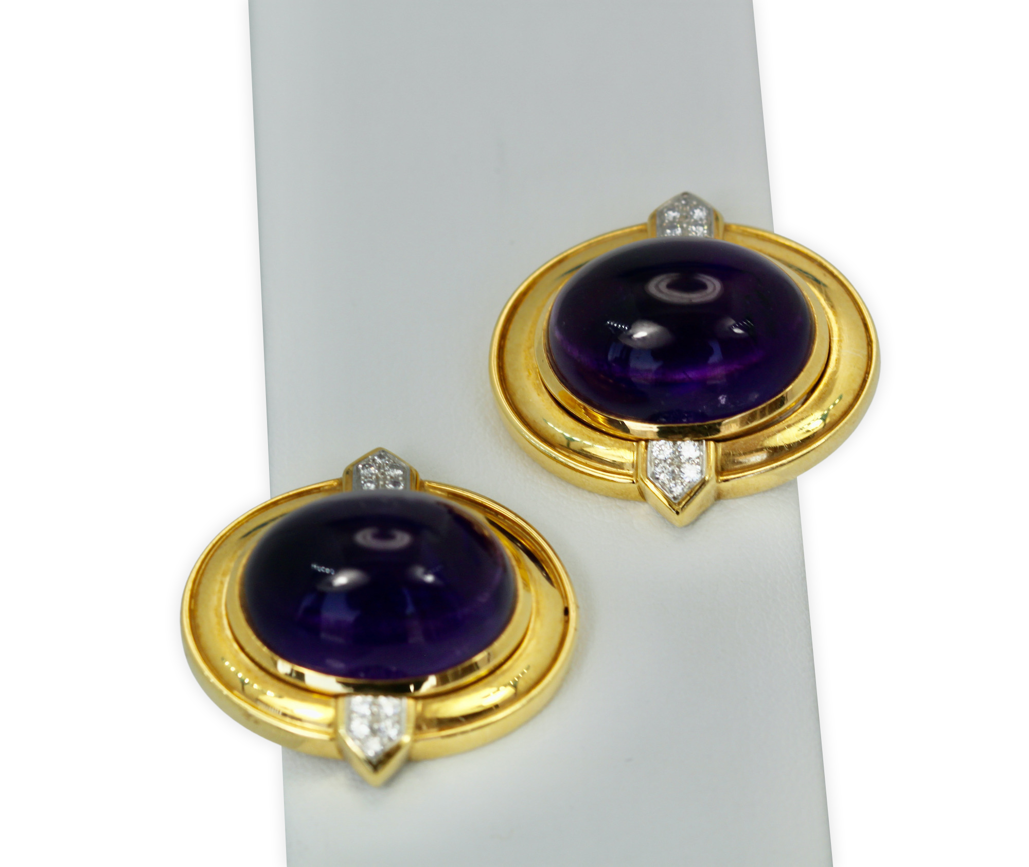 David Webb Amethyst Cabochon Earrings 18K - Detail View 7 | Cris Notti Jewels