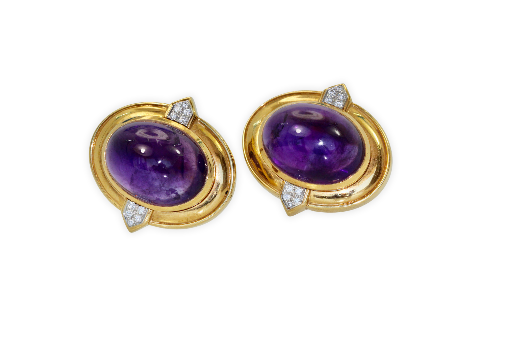 David Webb Amethyst Cabochon Earrings 18K - Fine Estate & Vintage Jewelry | Cris Notti Jewels