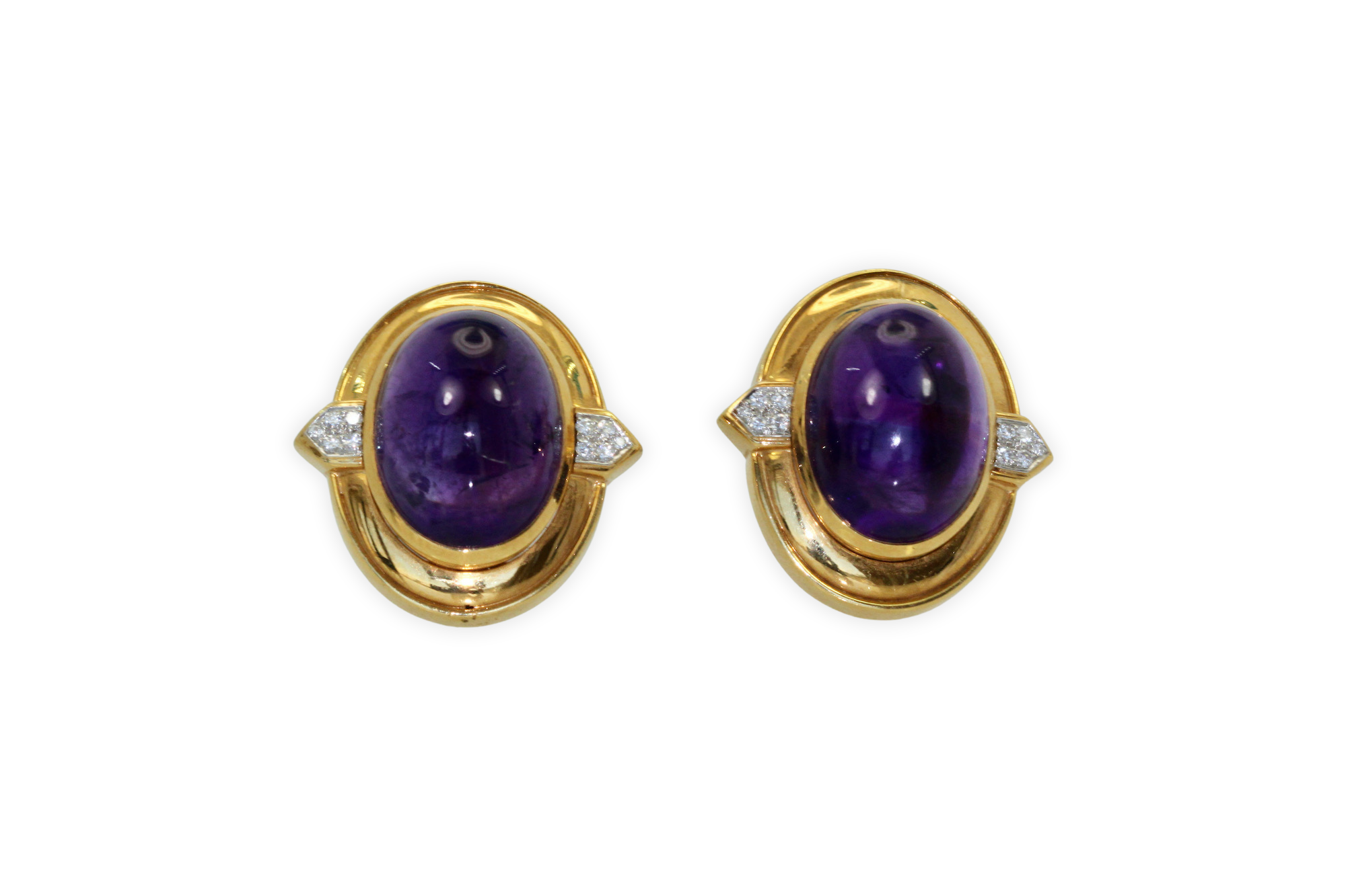 David Webb Amethyst Cabochon Earrings 18K - Detail View 8 | Cris Notti Jewels