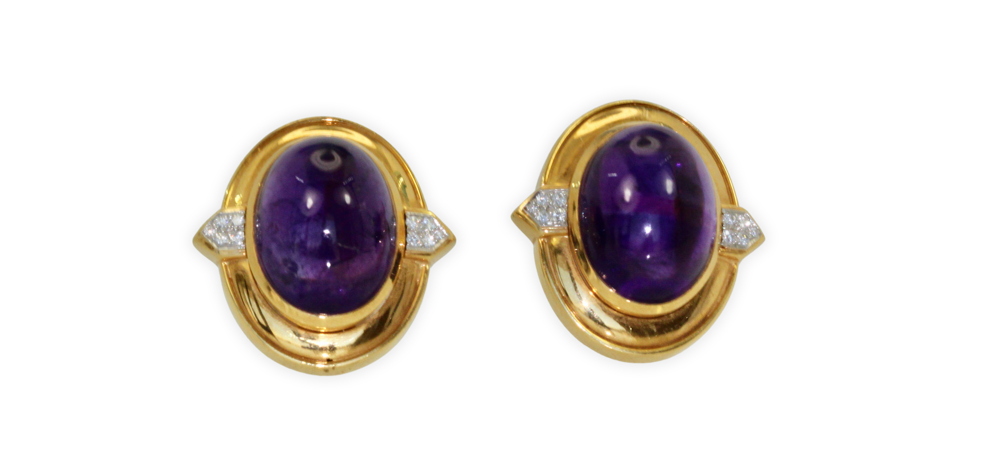 David Webb Amethyst Cabochon Earrings 18K - Detail View 9 | Cris Notti Jewels