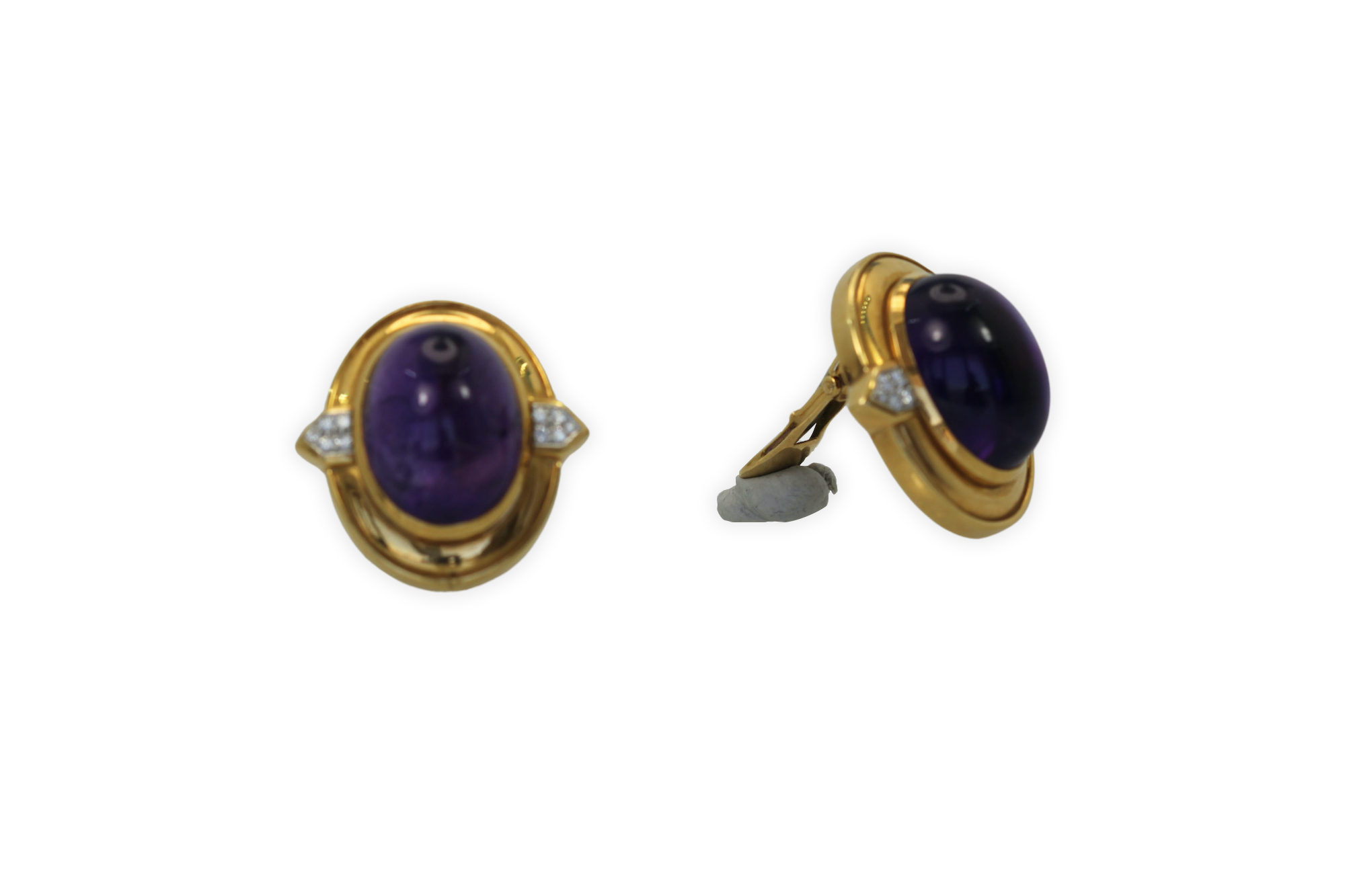 David Webb Amethyst Cabochon Earrings 18K - Detail View 10 | Cris Notti Jewels