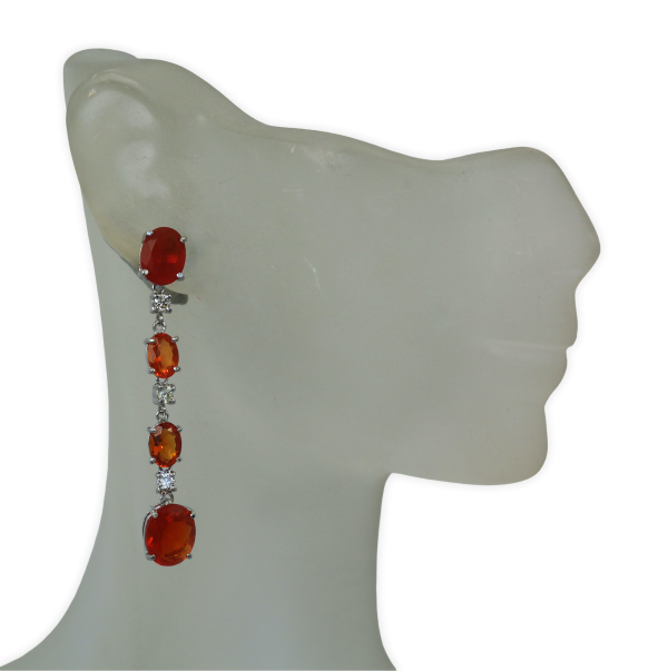 Fire Opal Drop Earrings 18K - Fine Estate & Vintage Jewelry | Cris Notti Jewels