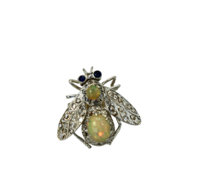 14K Butterfly with Silver Articulated Wings Opal Body - Fine Estate & Vintage Jewelry | Cris Notti Jewels