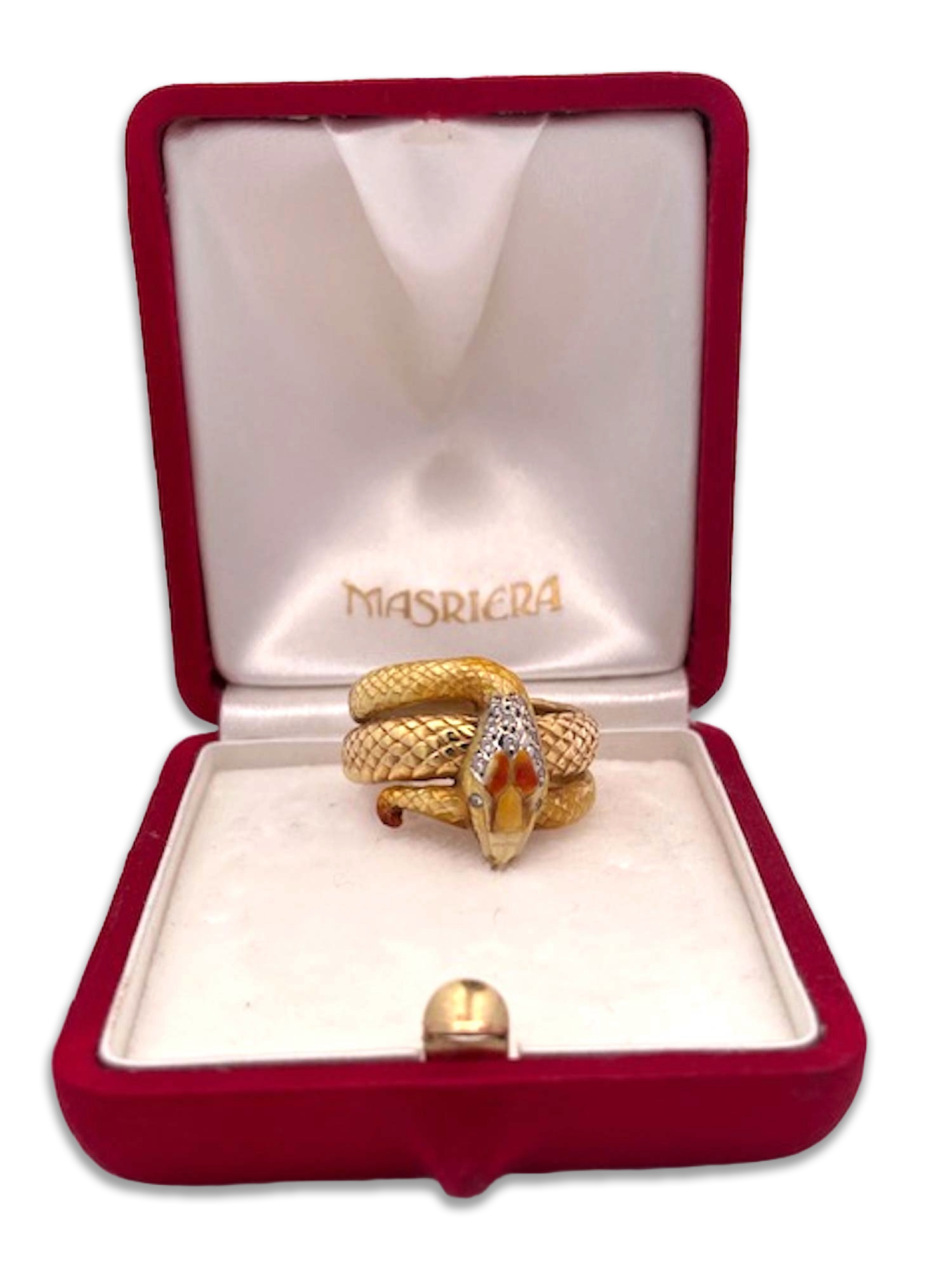 Masriera 18K Enamel Snake Ring - Detail View 2 | Cris Notti Jewels
