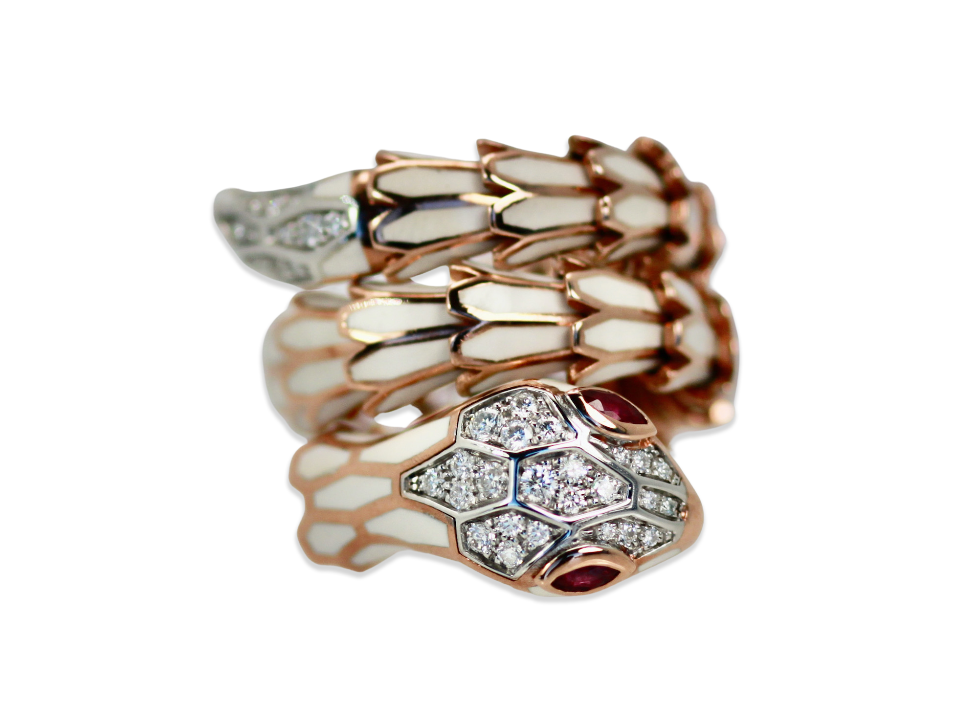 18K White Enamel Snake Ring Expandable - Fine Estate & Vintage Jewelry | Cris Notti Jewels