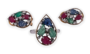 Tutti Frutti Earrings and Ring a set 14K - Fine Estate & Vintage Jewelry | Cris Notti Jewels