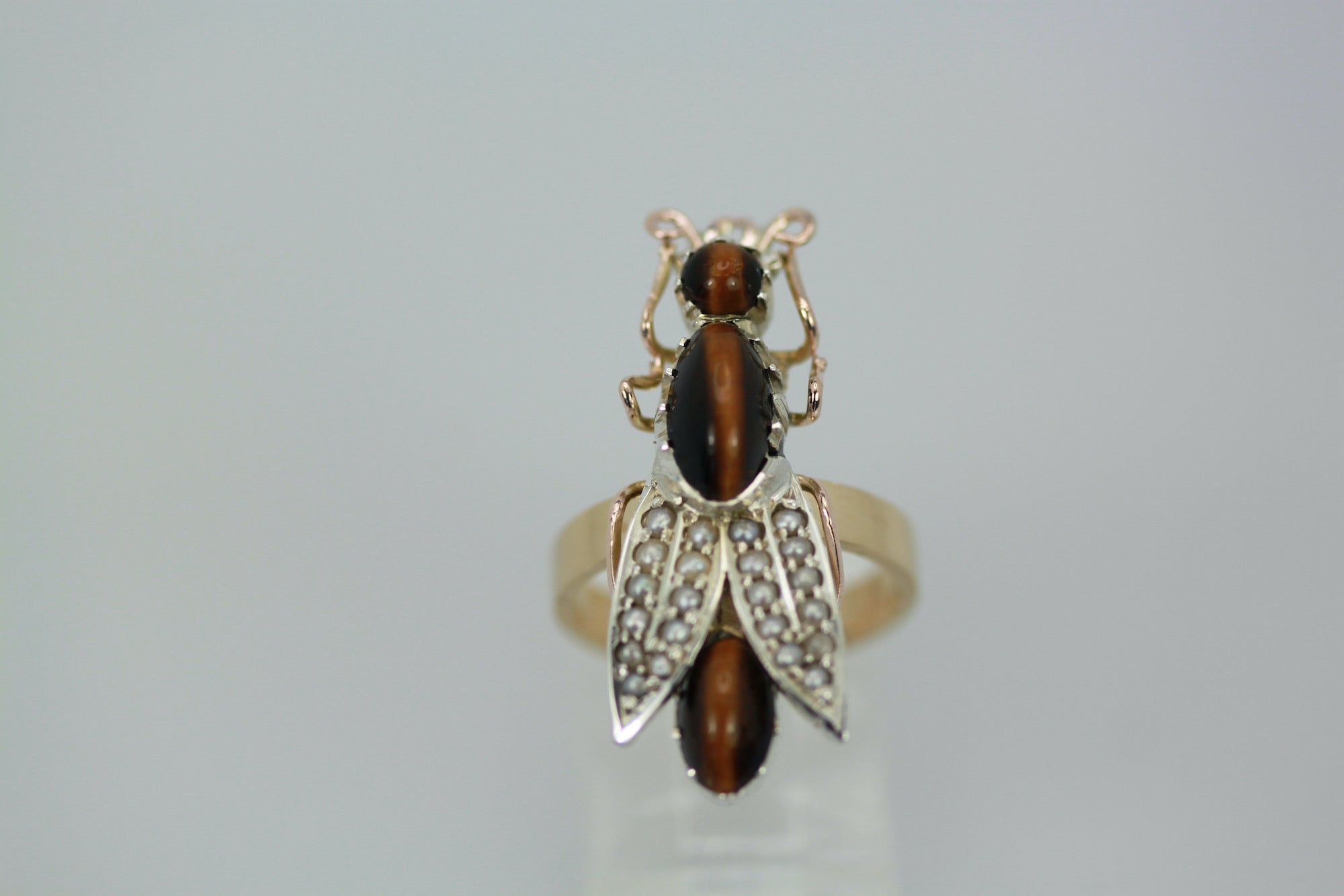 Tigers Eye Seed Pearl Insect Ring - Detail View 5 | Cris Notti Jewels