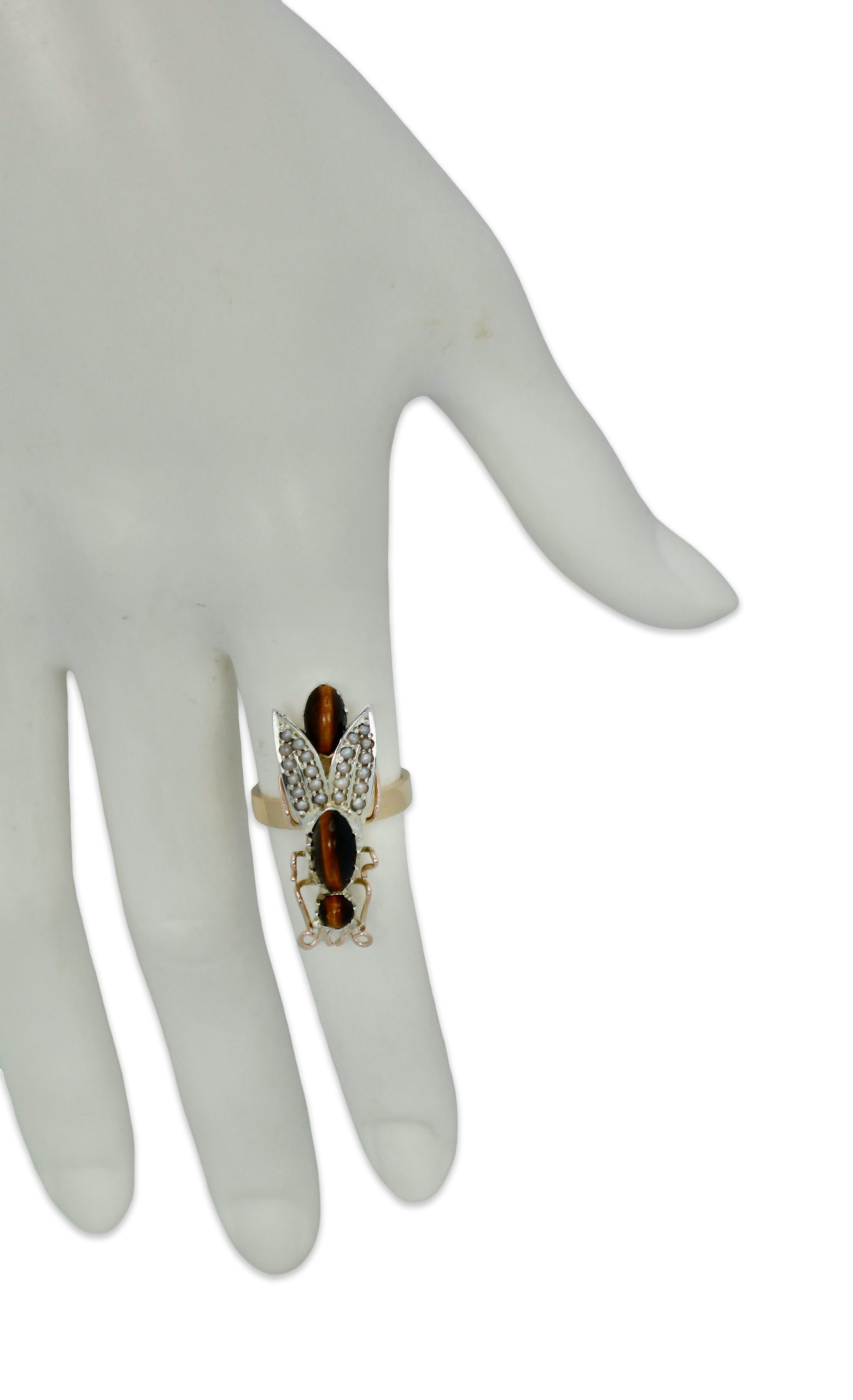 Tigers Eye Seed Pearl Insect Ring - Detail View 7 | Cris Notti Jewels