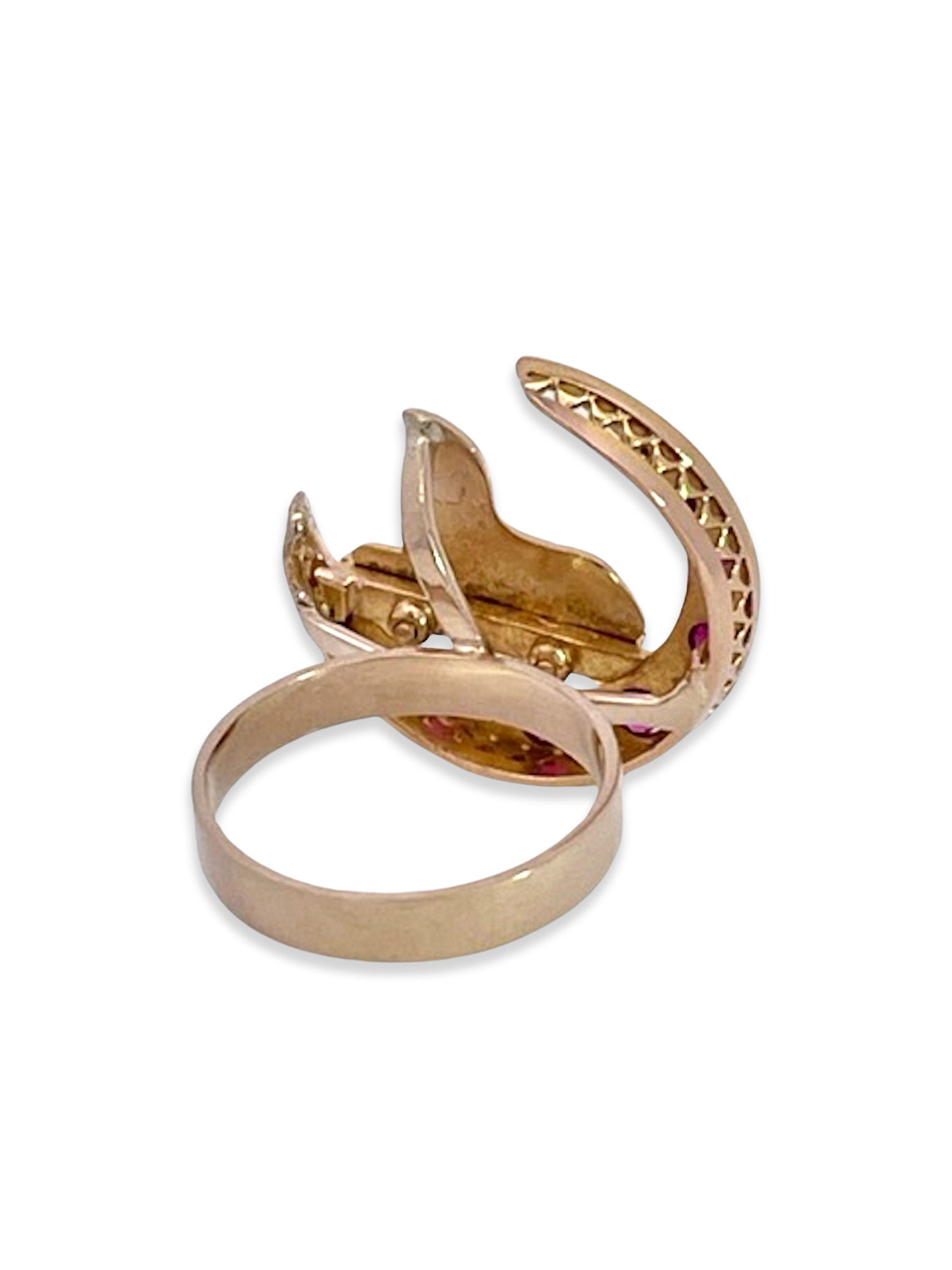 Antique Ruby Diamond Crescent Egyptian ring 5.75 - Detail View 6 | Cris Notti Jewels