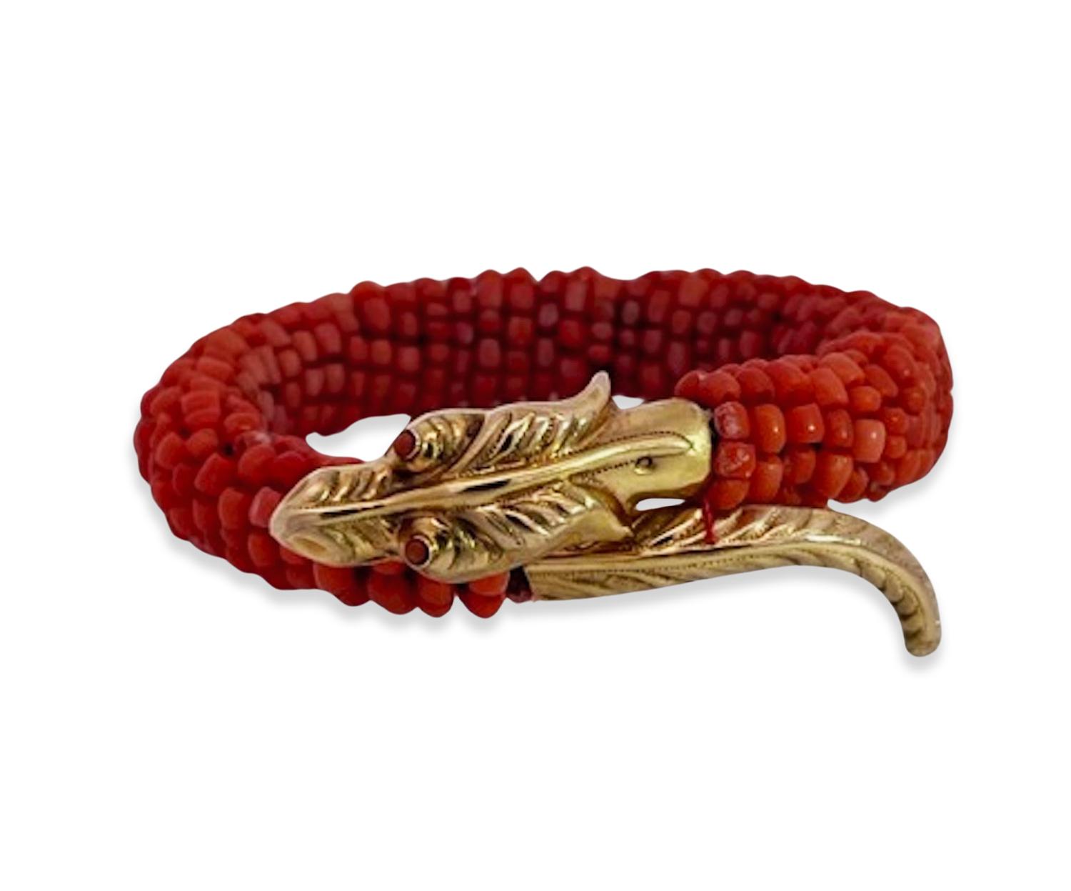 Coral Beaded Snake Bracelet 9K - Fine Estate & Vintage Jewelry | Cris Notti Jewels