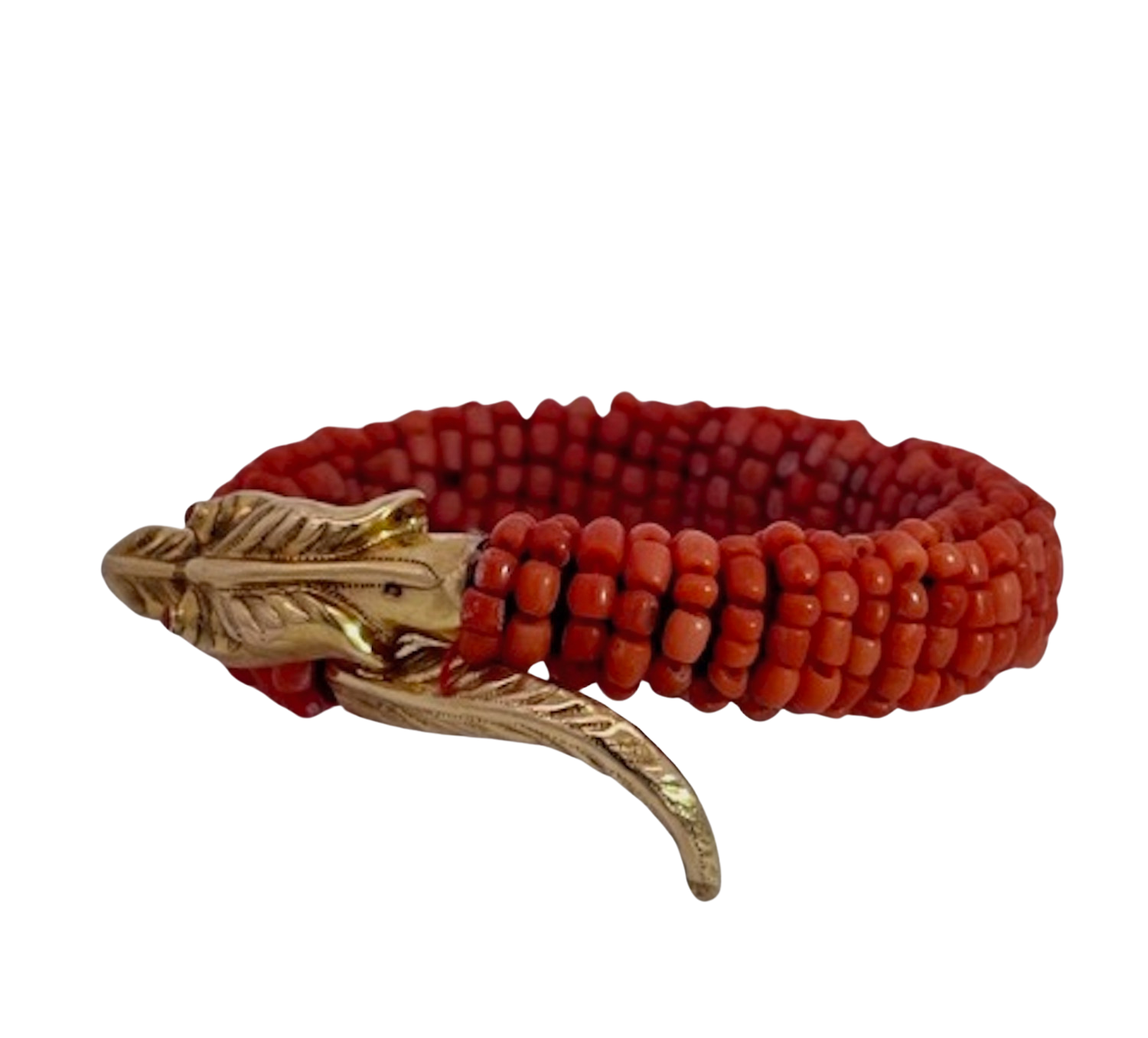 Coral Beaded Snake Bracelet 9K - Detail View 4 | Cris Notti Jewels