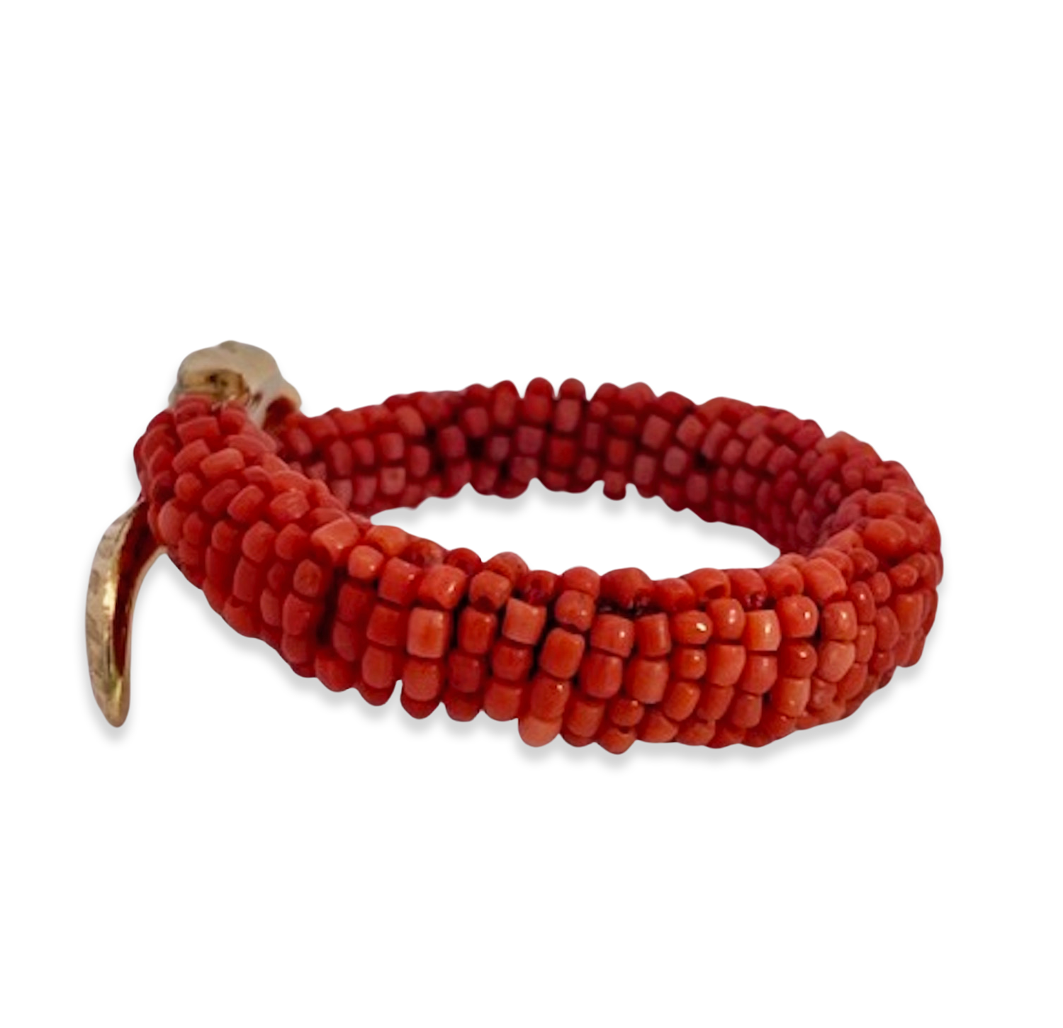 Coral Beaded Snake Bracelet 9K - Detail View 2 | Cris Notti Jewels