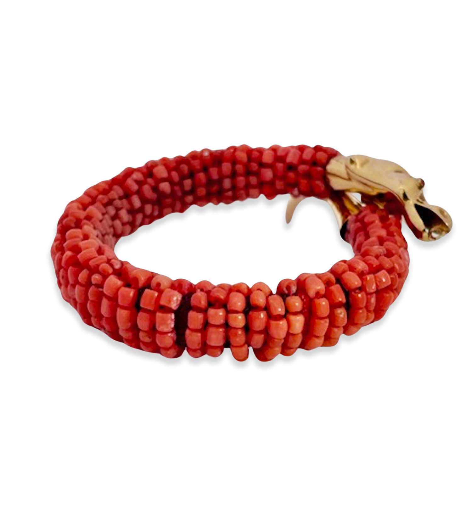Coral Beaded Snake Bracelet 9K - Detail View 3 | Cris Notti Jewels