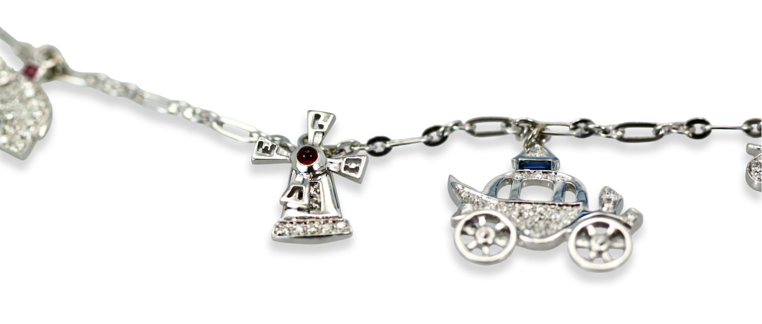 Deco Platinum Charm Necklace - Detail View 2 | Cris Notti Jewels