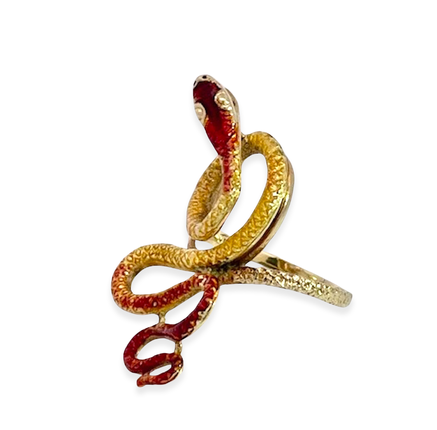 18K Enamel Snake Ring, Florence 1961 - Detail View 2 | Cris Notti Jewels