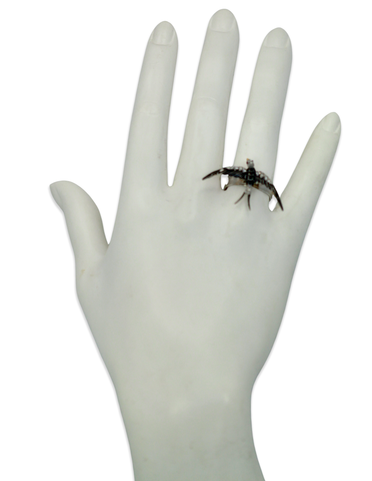 Antique Victorian Enamel Swallow Ring - Detail View 5 | Cris Notti Jewels