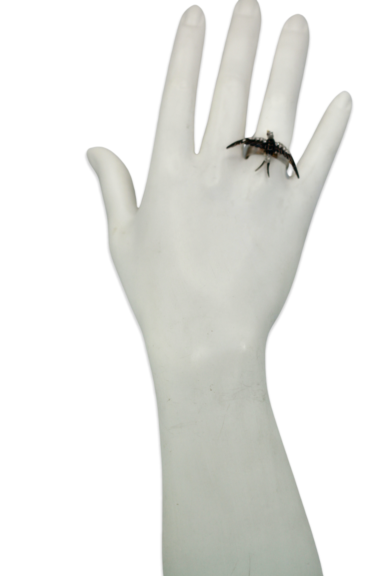 Antique Victorian Enamel Swallow Ring - Detail View 4 | Cris Notti Jewels