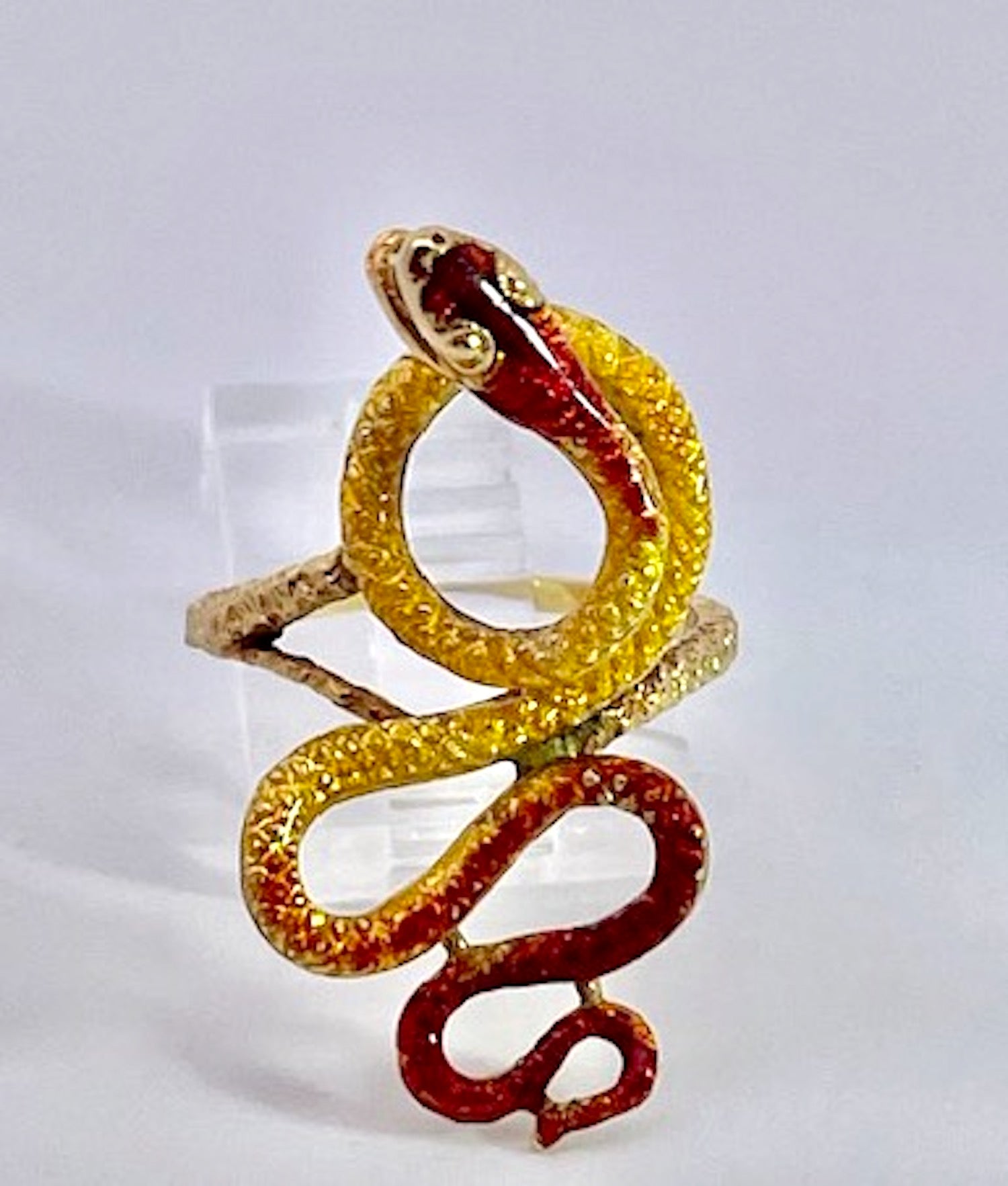 18K Enamel Snake Ring, Florence 1961 - Detail View 1 | Cris Notti Jewels