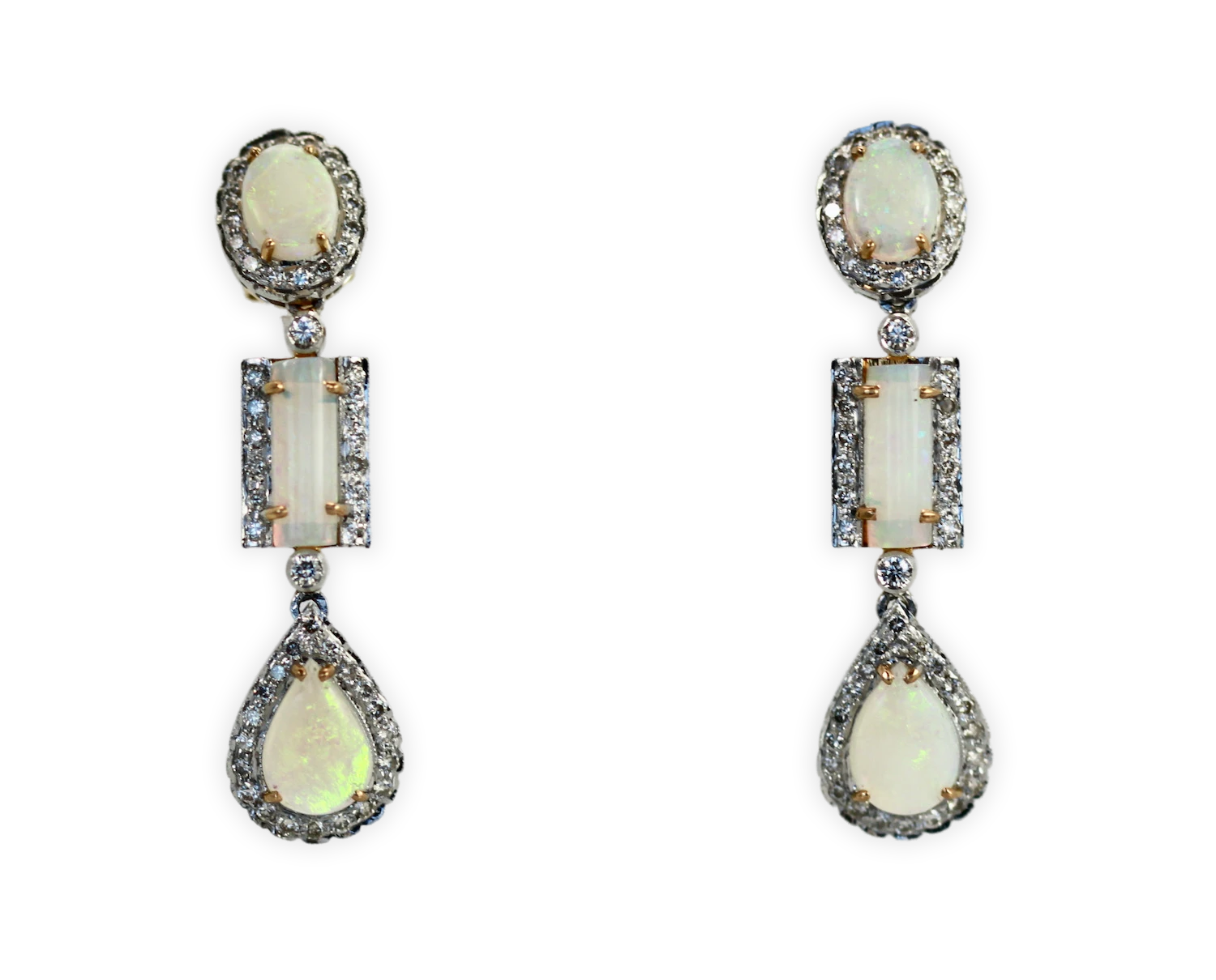 Opal Diamond 18K Drop Earrings - Fine Estate & Vintage Jewelry | Cris Notti Jewels