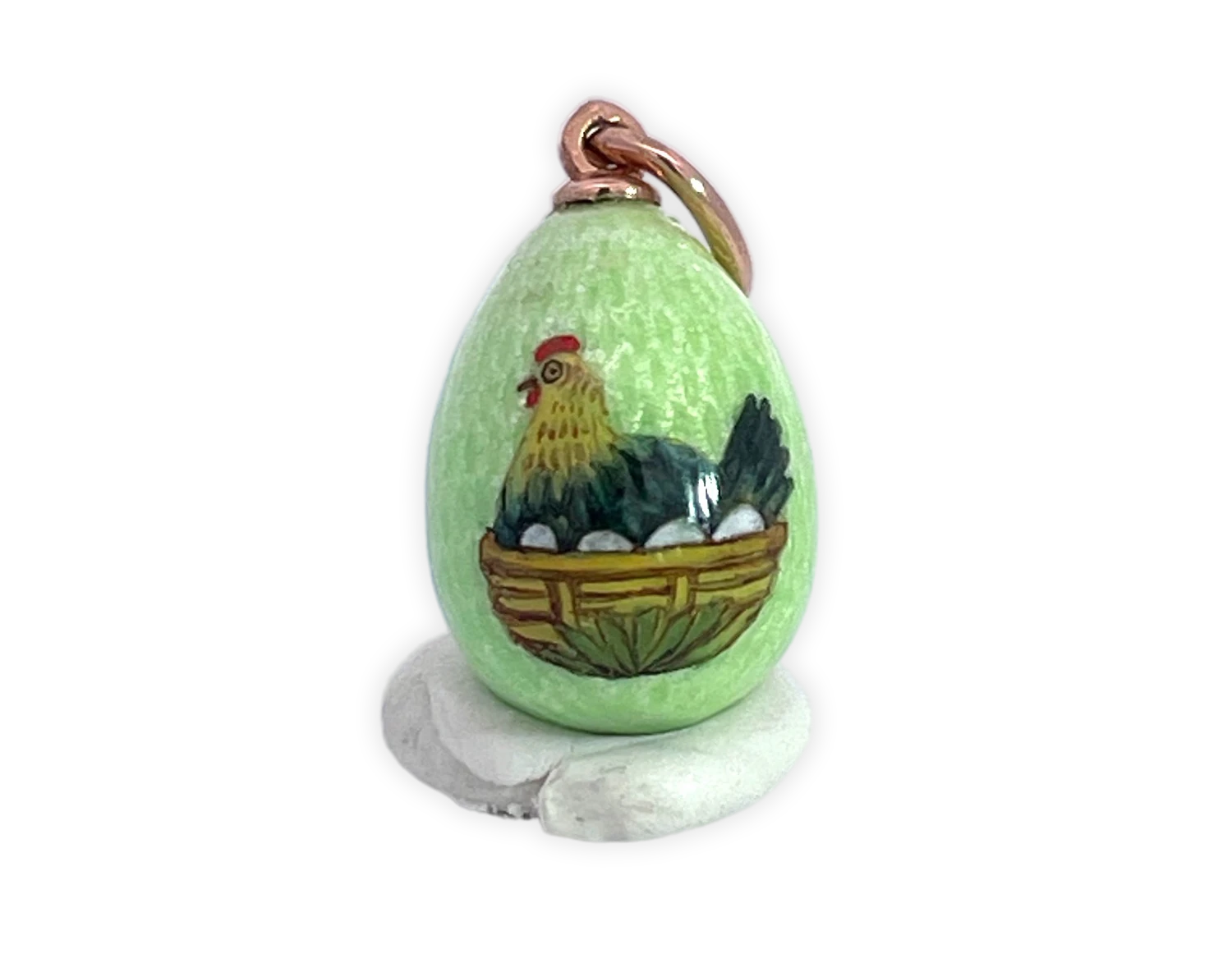14K Yellow Gold Enamel Egg Pendant - Detail View 8 | Cris Notti Jewels