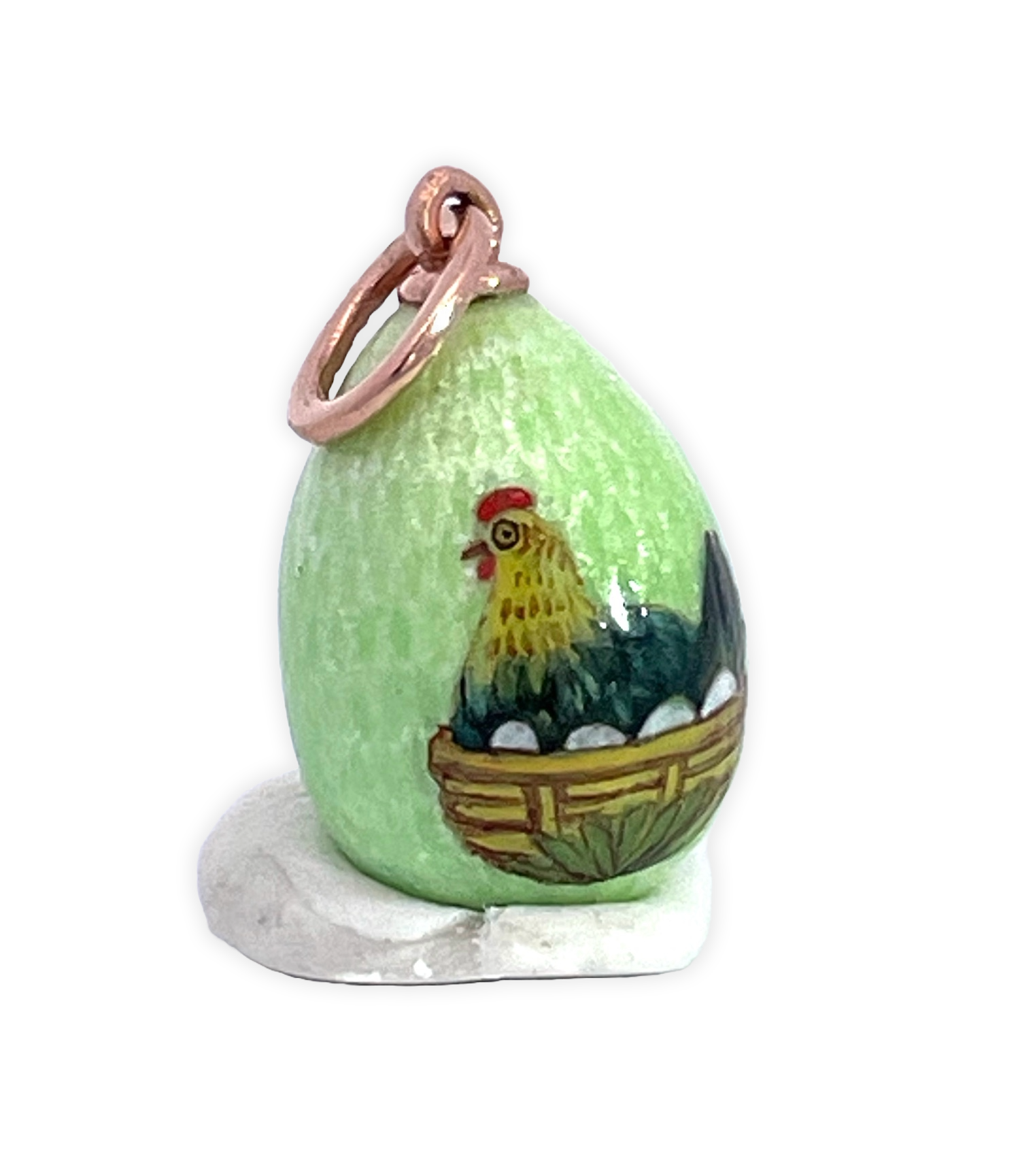14K Yellow Gold Enamel Egg Pendant - Detail View 1 | Cris Notti Jewels