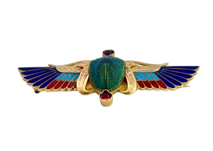 Guiseppe Parvis Scarab Brooch with Garnet and Enamel