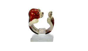 Enamel on Silver Ceramic Beagle Dog ring - Fine Estate & Vintage Jewelry | Cris Notti Jewels