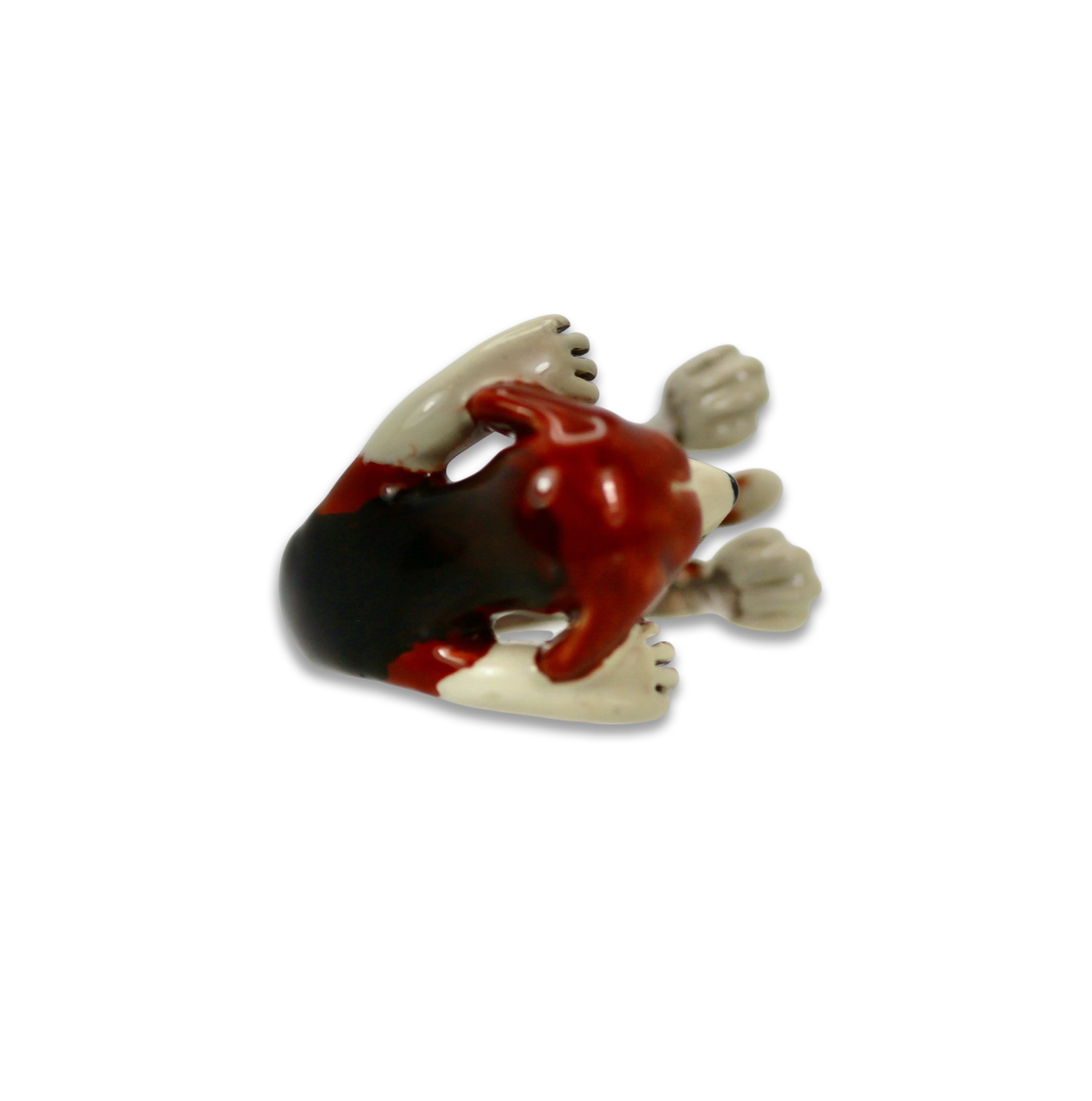 Enamel on Silver Ceramic Beagle Dog ring - Detail View 3 | Cris Notti Jewels
