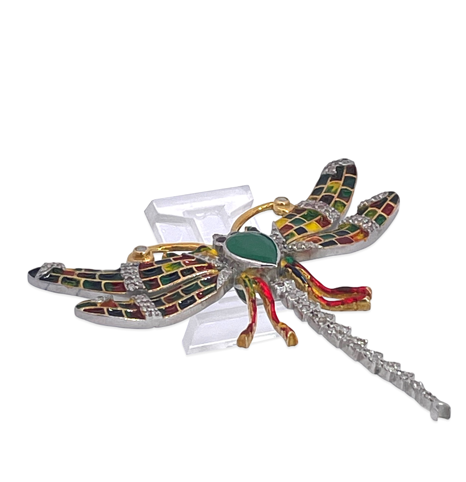 Enamel Dragonfly Diamond Pendant - Detail View 1 | Cris Notti Jewels