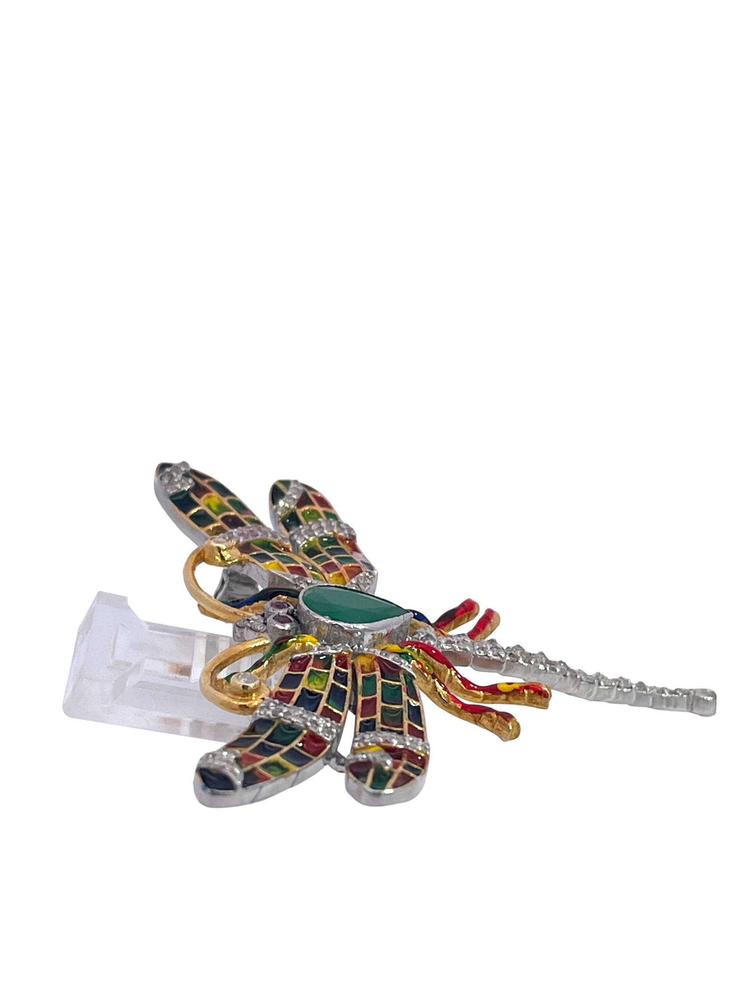 Enamel Dragonfly Diamond Pendant - Detail View 7 | Cris Notti Jewels