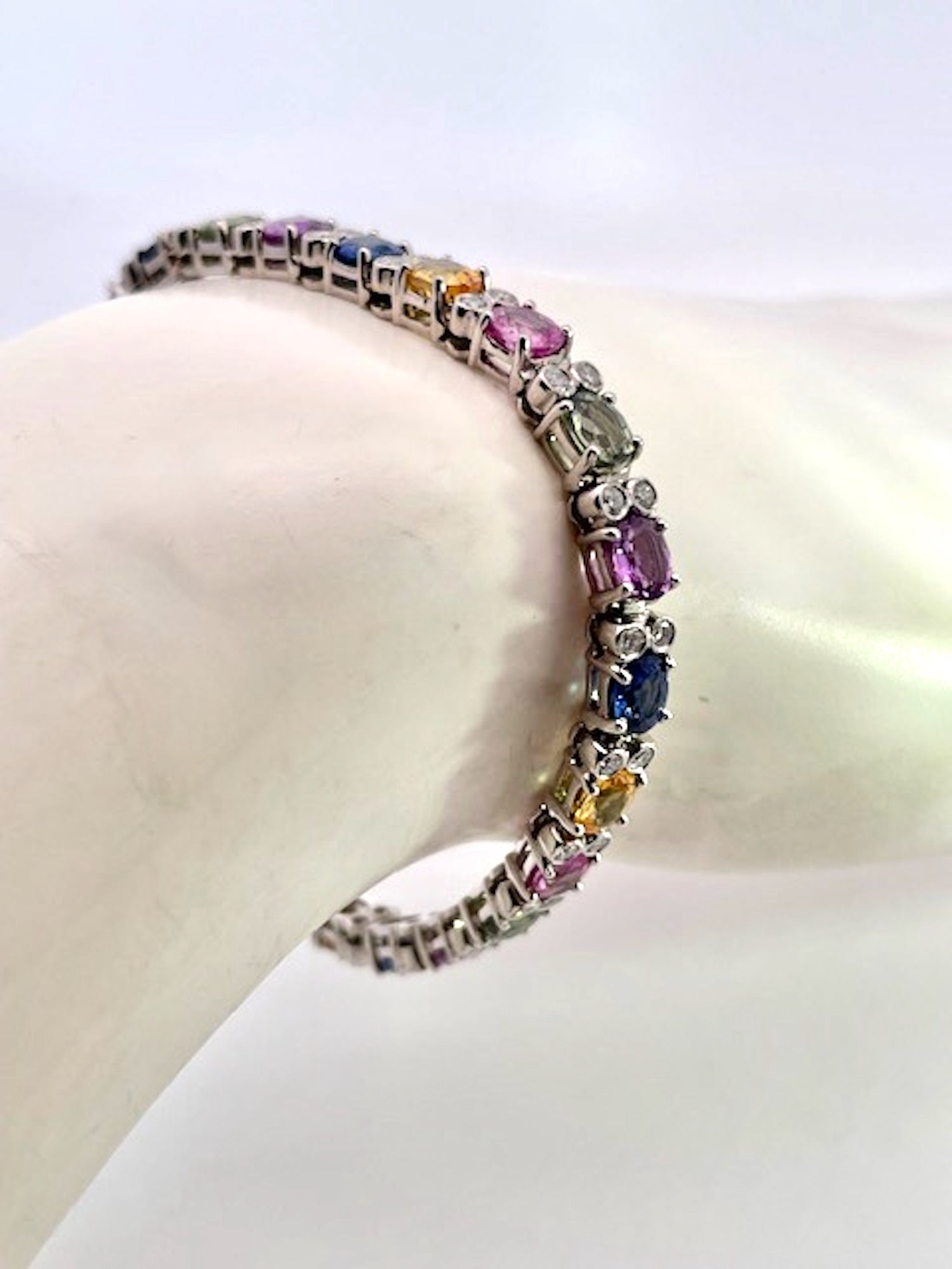 Multi Colored Fancy Sapphire Diamond Bracelet - Detail View 6 | Cris Notti Jewels