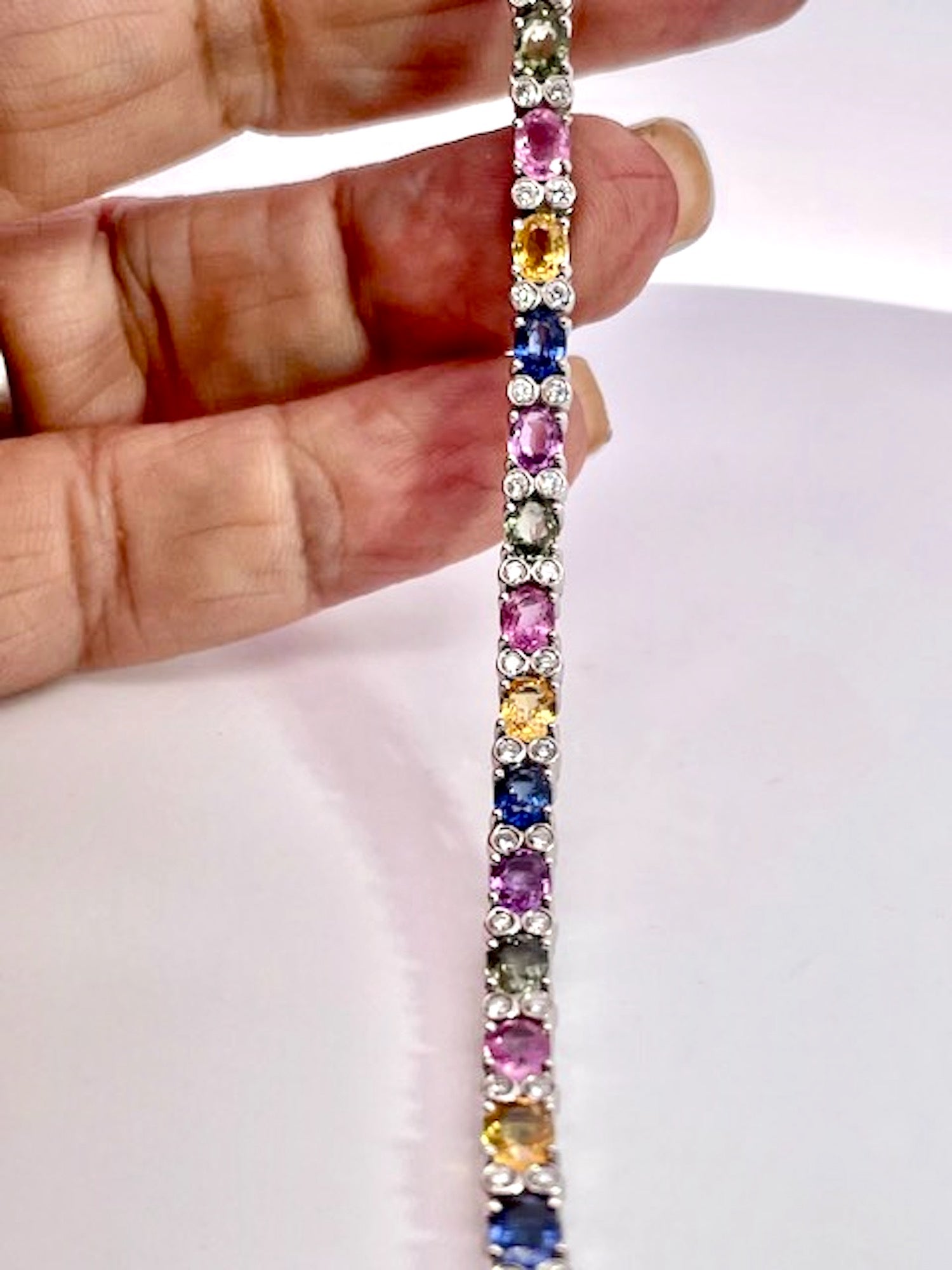 Multi Colored Fancy Sapphire Diamond Bracelet - Detail View 8 | Cris Notti Jewels