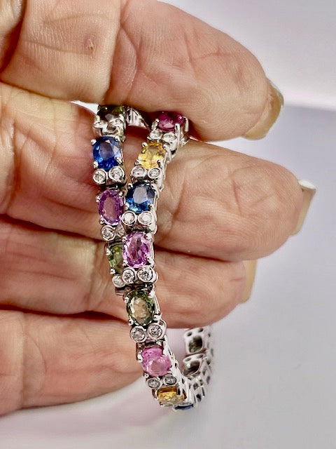 Multi Colored Fancy Sapphire Diamond Bracelet - Detail View 5 | Cris Notti Jewels