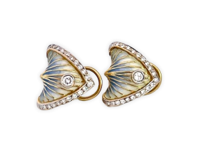 Masriera Plique a Jour Earrings 18K