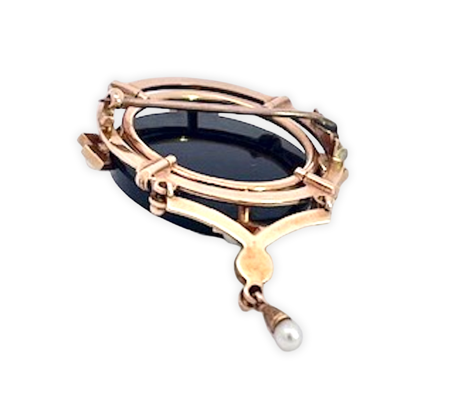 14K Sardonyx Cameo Split Pearl Brooch and matching Earrings - Detail View 11 | Cris Notti Jewels