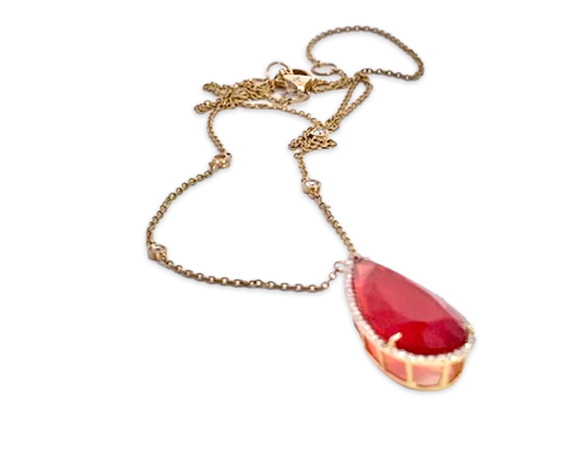 Fire Opal with Diamond surround 18K - Detail View 9 | Cris Notti Jewels
