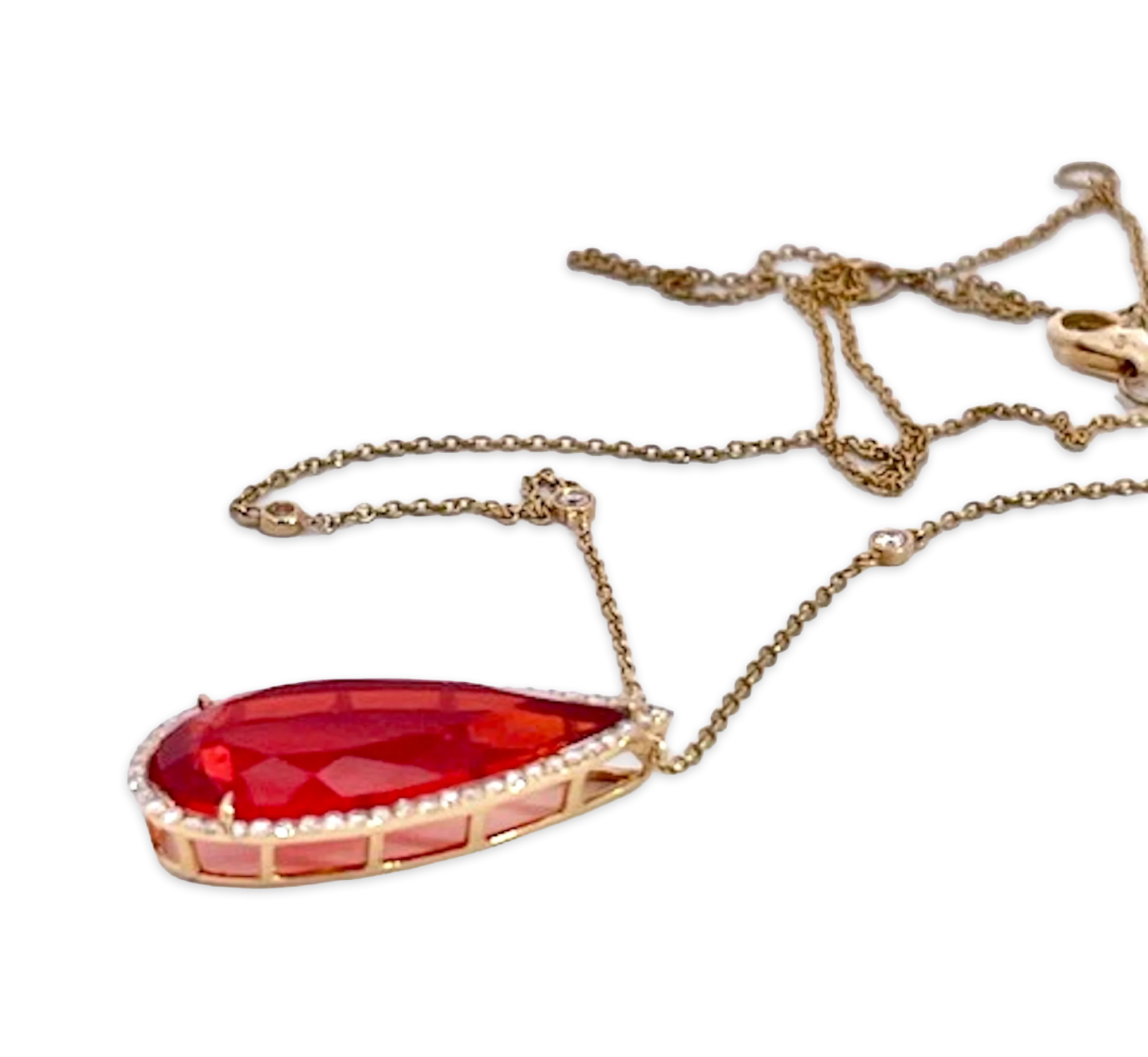 Fire Opal with Diamond surround 18K - Detail View 7 | Cris Notti Jewels