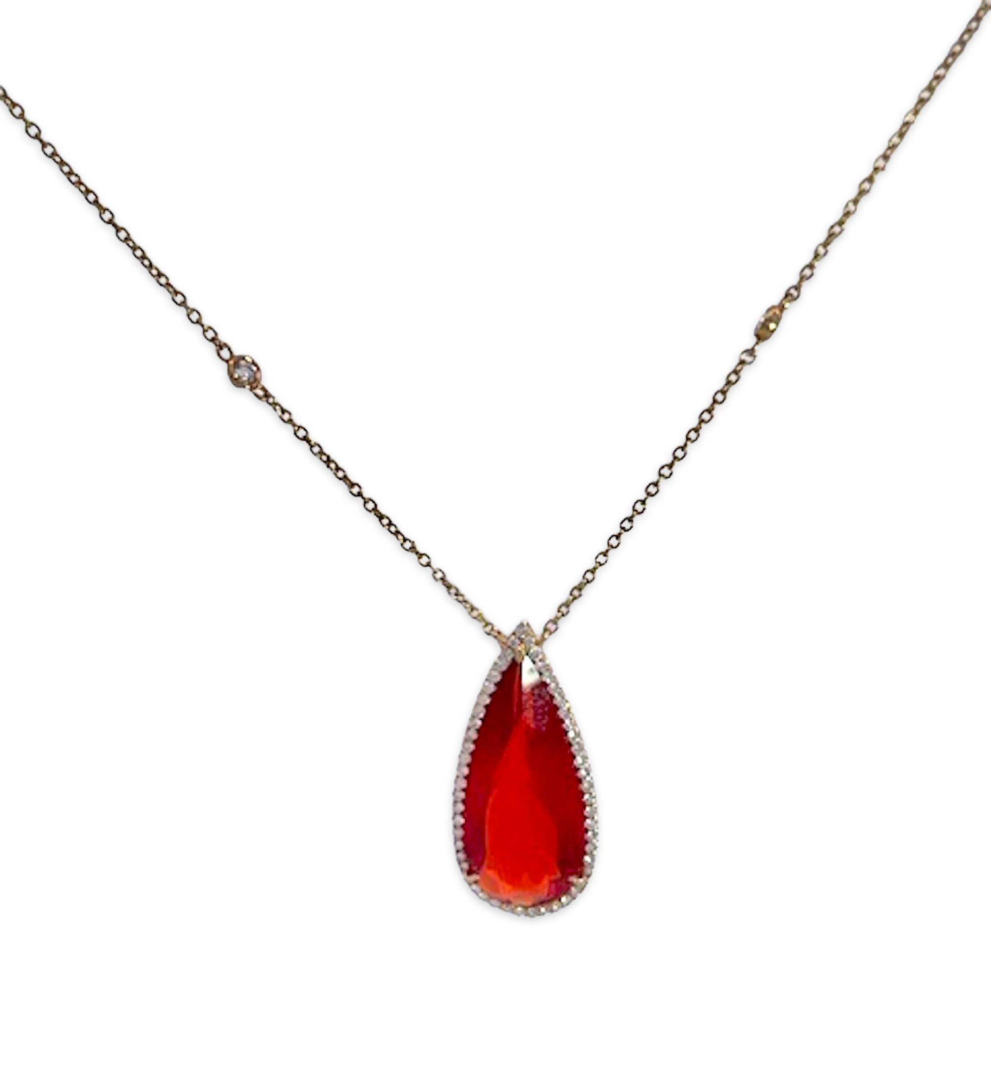 Fire Opal with Diamond surround 18K - Detail View 5 | Cris Notti Jewels