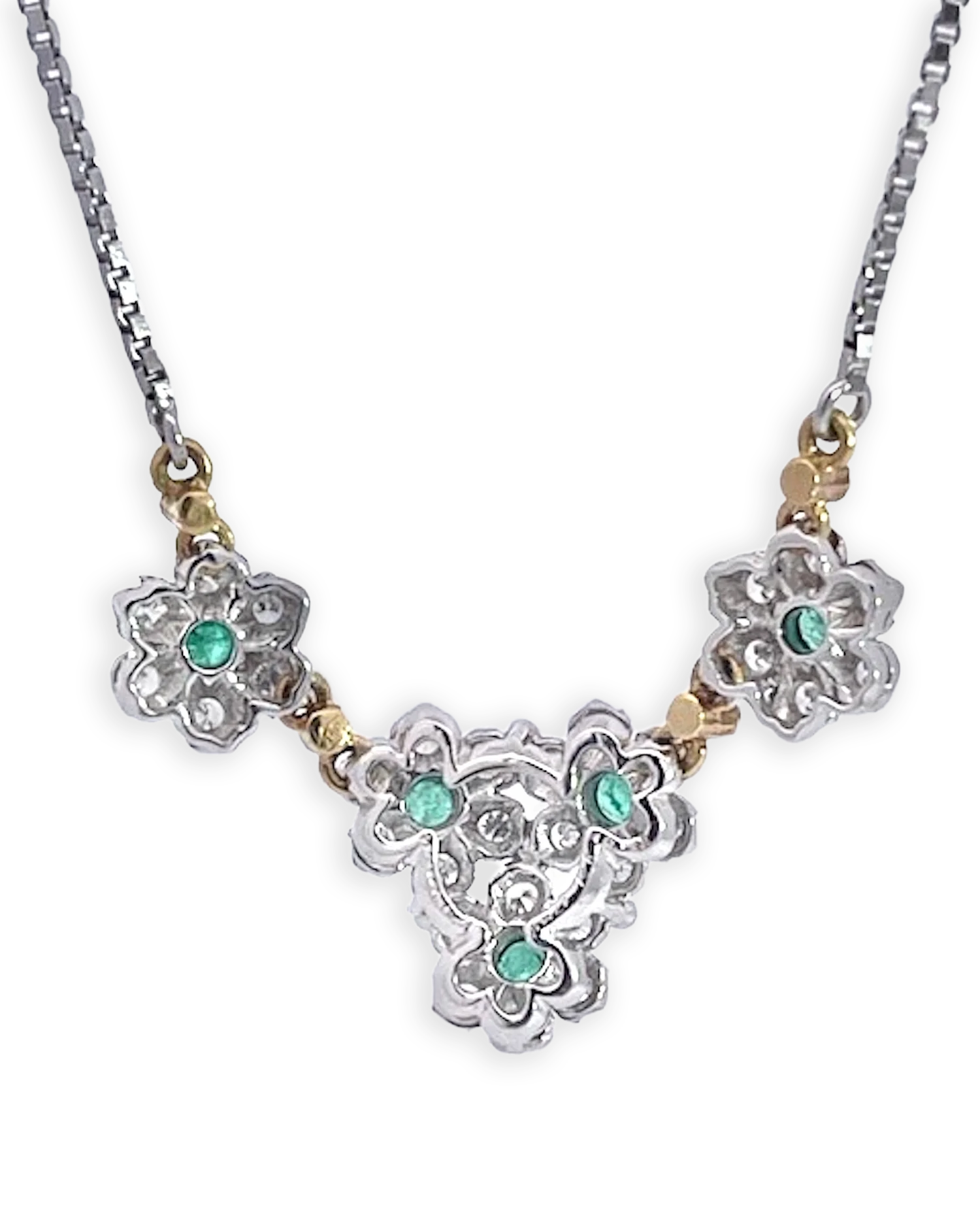 Buccellati Garland Necklace Emeralds Diamonds 18K - Detail View 1 | Cris Notti Jewels