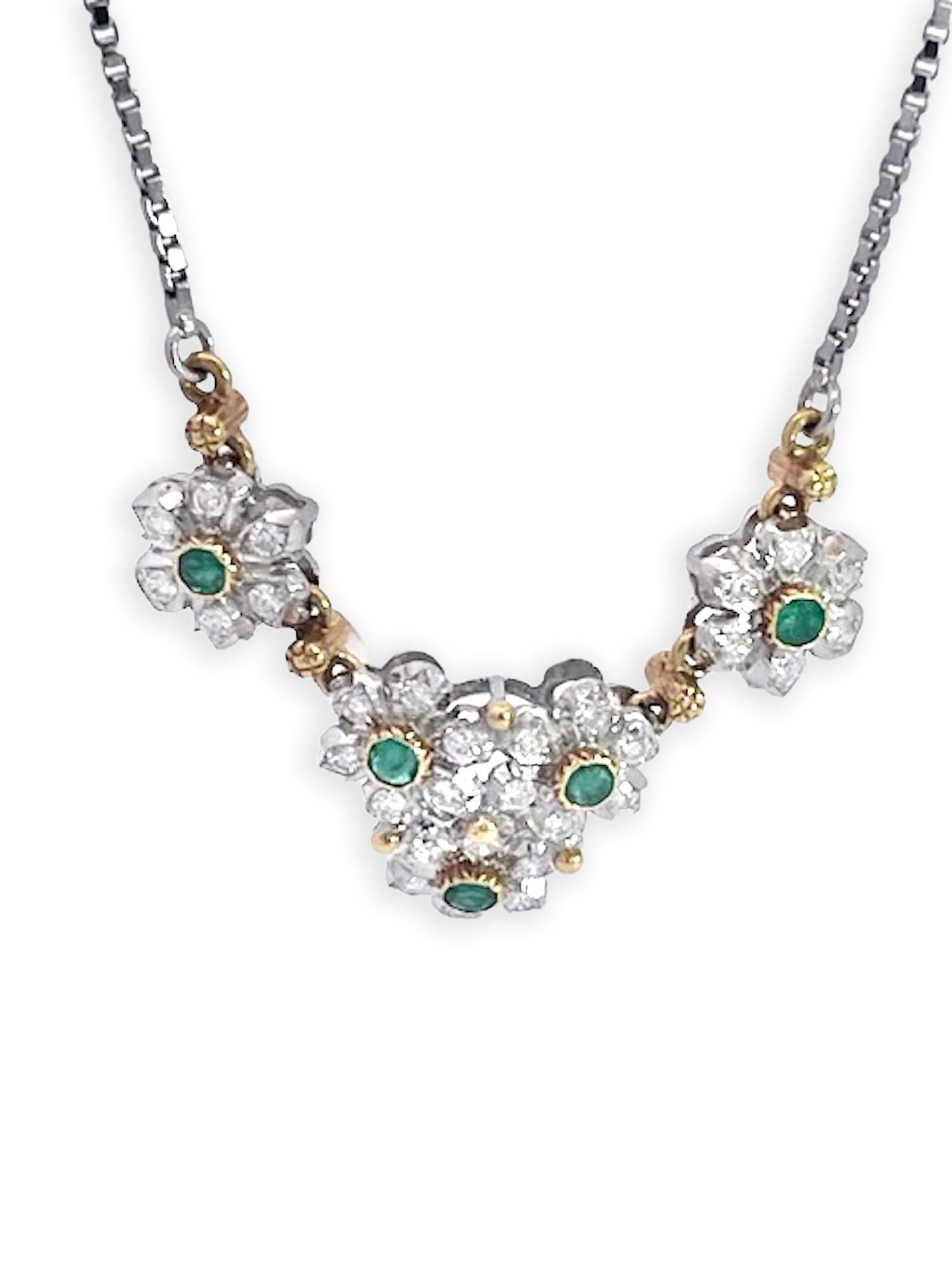 Buccellati Garland Necklace Emeralds Diamonds 18K - Fine Estate & Vintage Jewelry | Cris Notti Jewels