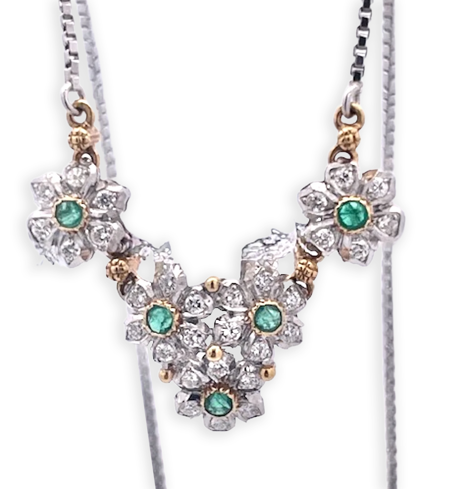 Buccellati Garland Necklace Emeralds Diamonds 18K - Detail View 6 | Cris Notti Jewels