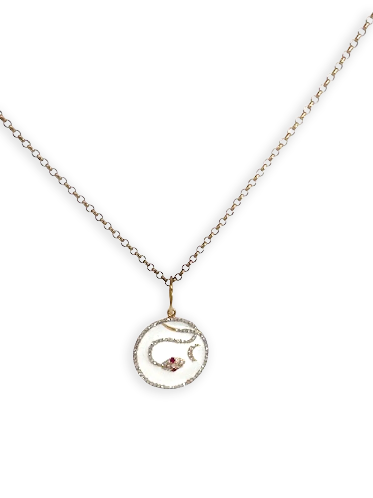 Snake Pendant Diamond Ruby Crescent 14K - Detail View 2 | Cris Notti Jewels