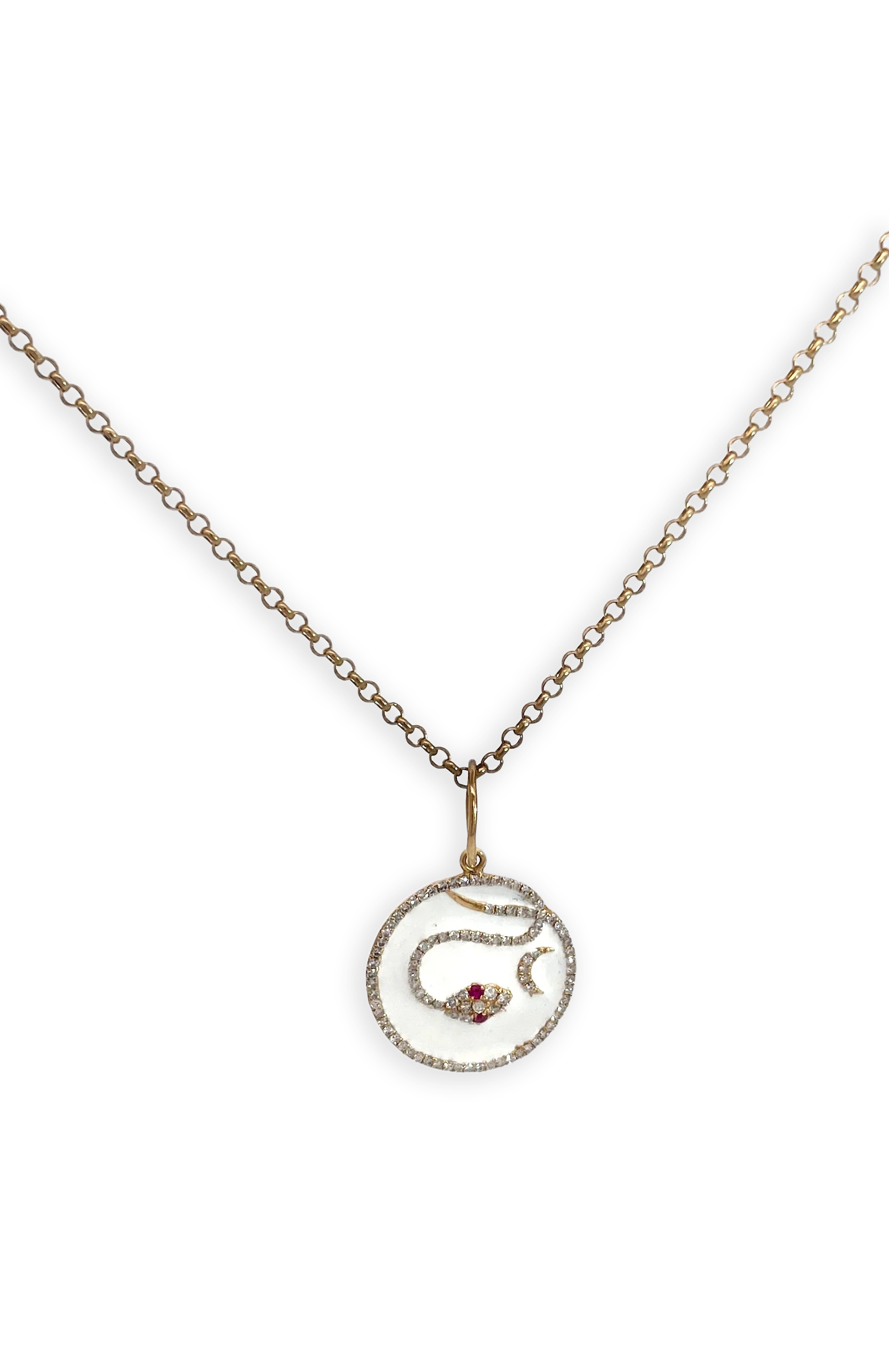 Snake Pendant Diamond Ruby Crescent 14K - Detail View 1 | Cris Notti Jewels