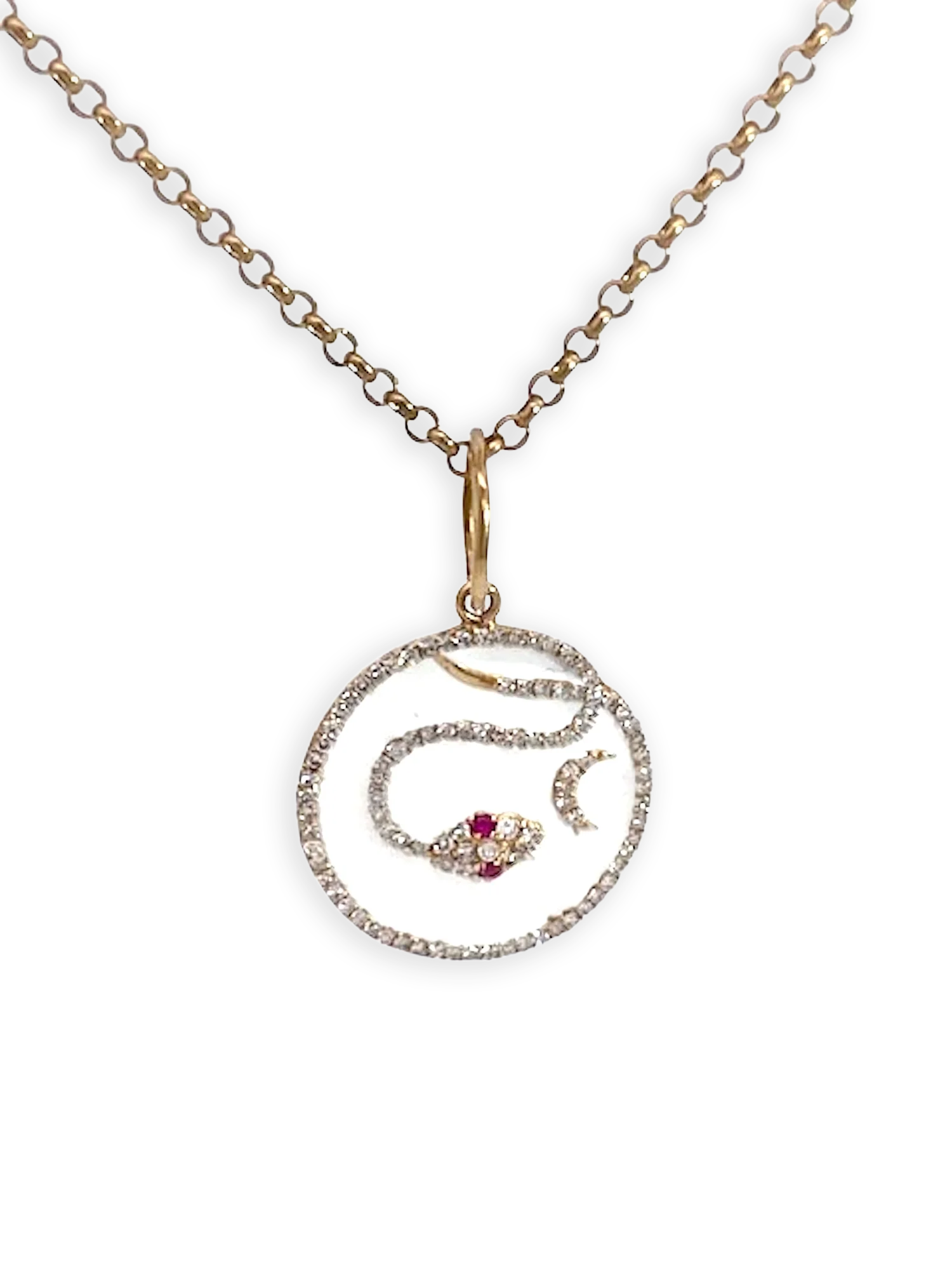 Snake Pendant Diamond Ruby Crescent 14K - Fine Estate & Vintage Jewelry | Cris Notti Jewels