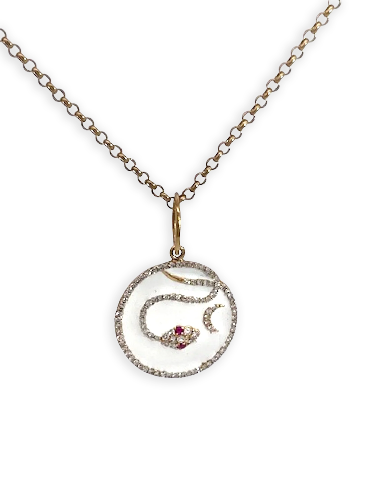 Snake Pendant Diamond Ruby Crescent 14K - Detail View 3 | Cris Notti Jewels