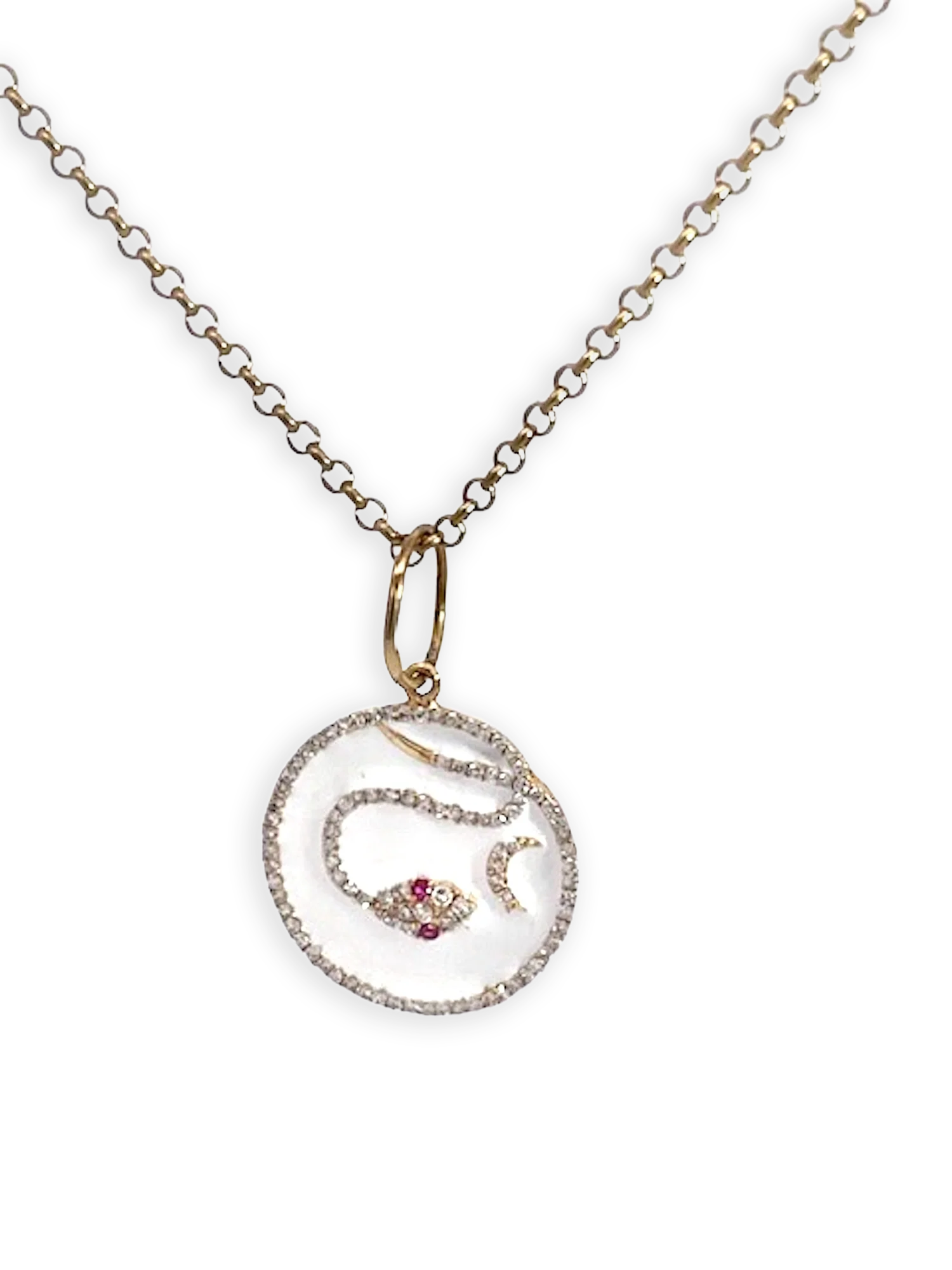 Snake Pendant Diamond Ruby Crescent 14K - Detail View 4 | Cris Notti Jewels