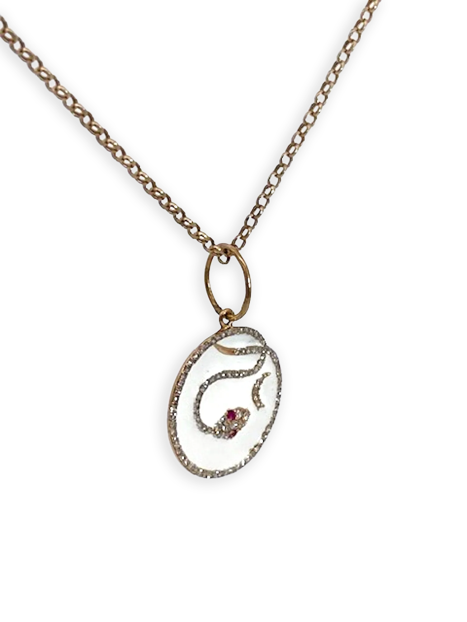 Snake Pendant Diamond Ruby Crescent 14K - Detail View 5 | Cris Notti Jewels